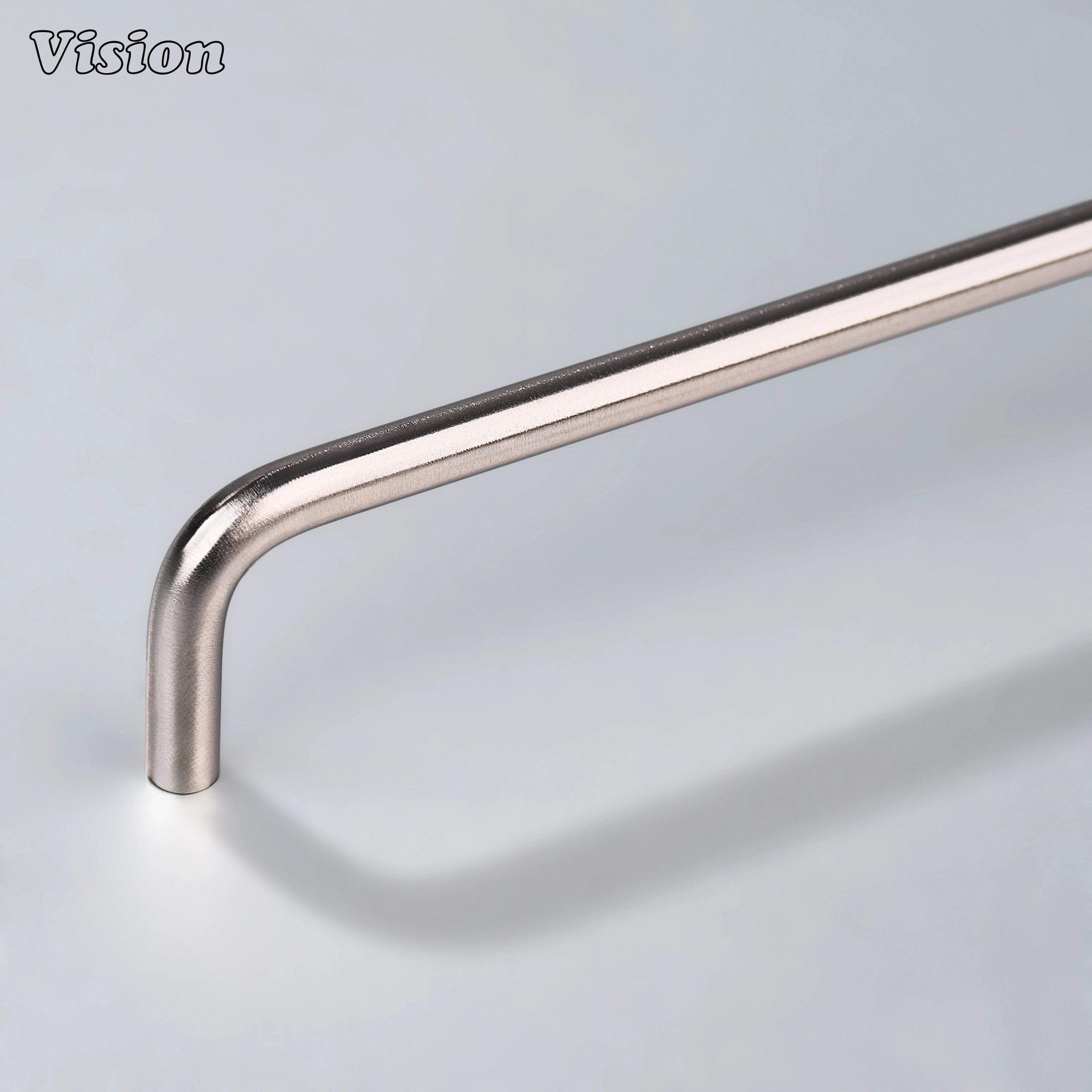 Silver plain cabinet handle with smooth tubular bar for modern kitchen cabinets.