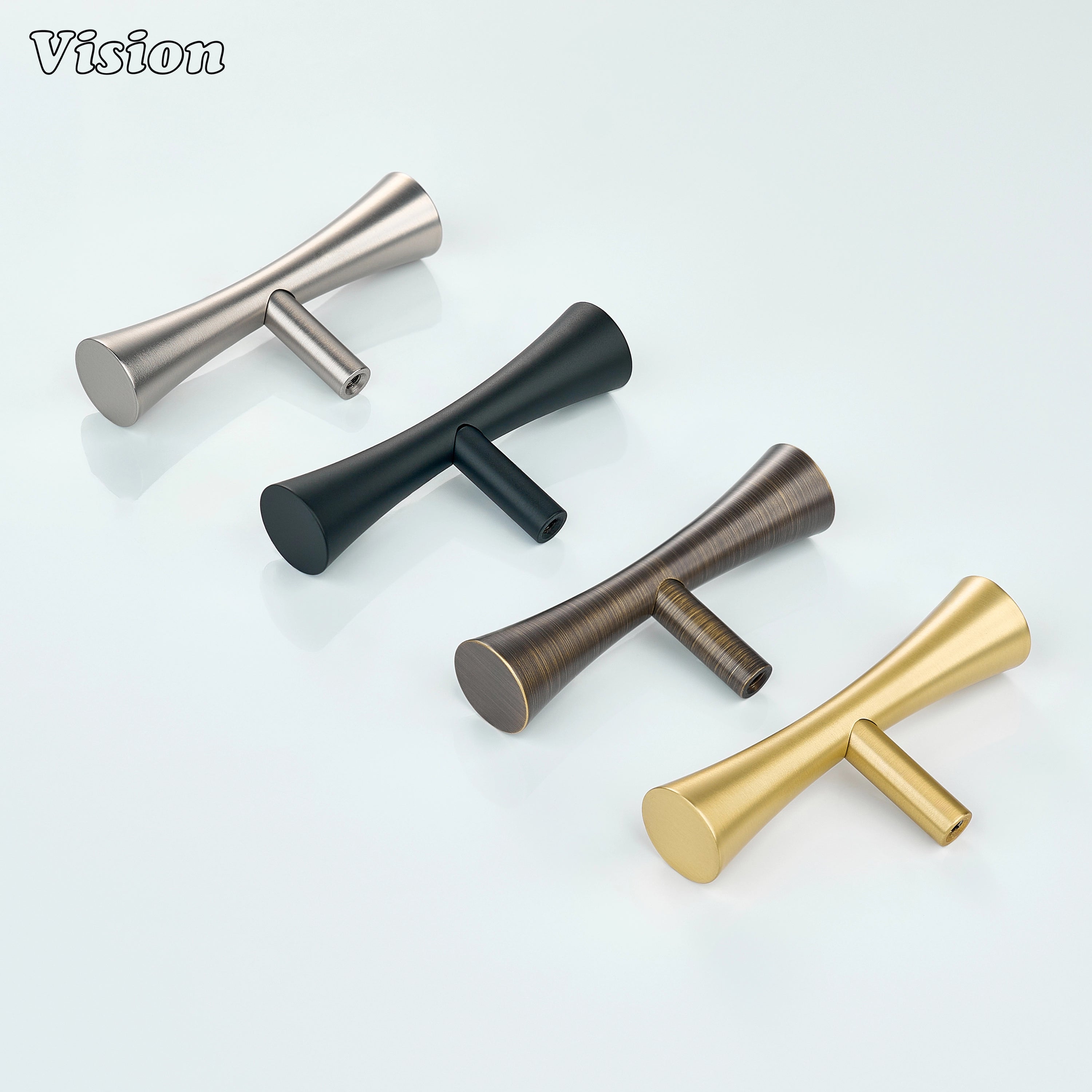 Black cabinet knob flared bar style for wardrobes and cupboards