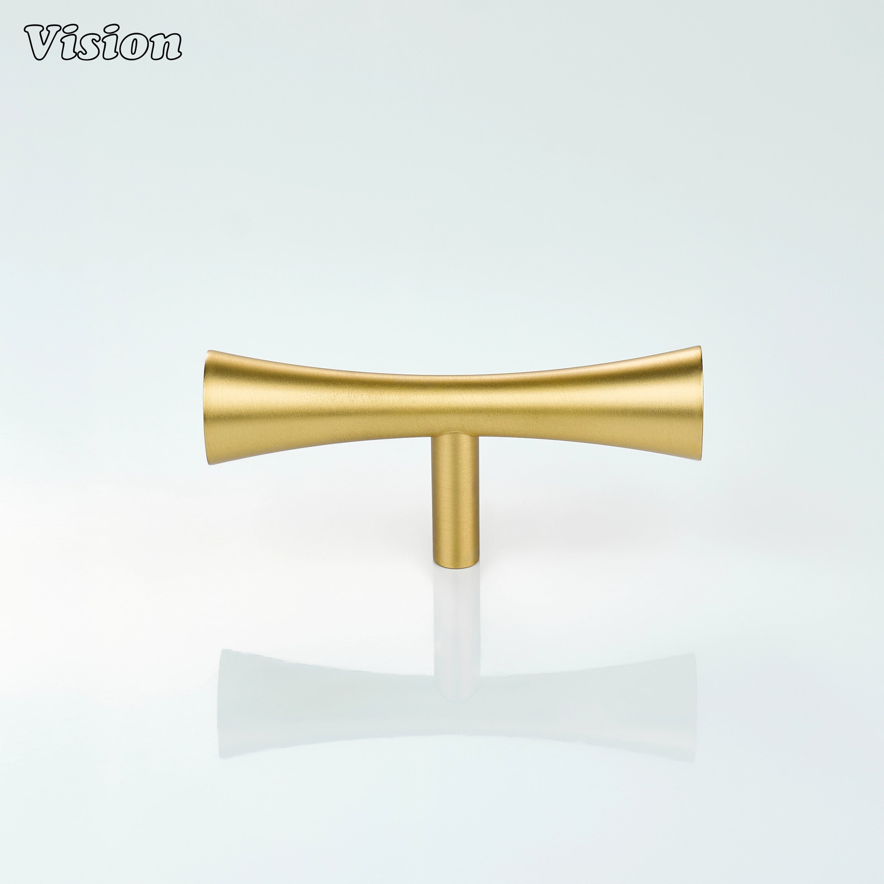 Gold cabinet t-knob smooth curved profile for wardrobe shutters and furniture