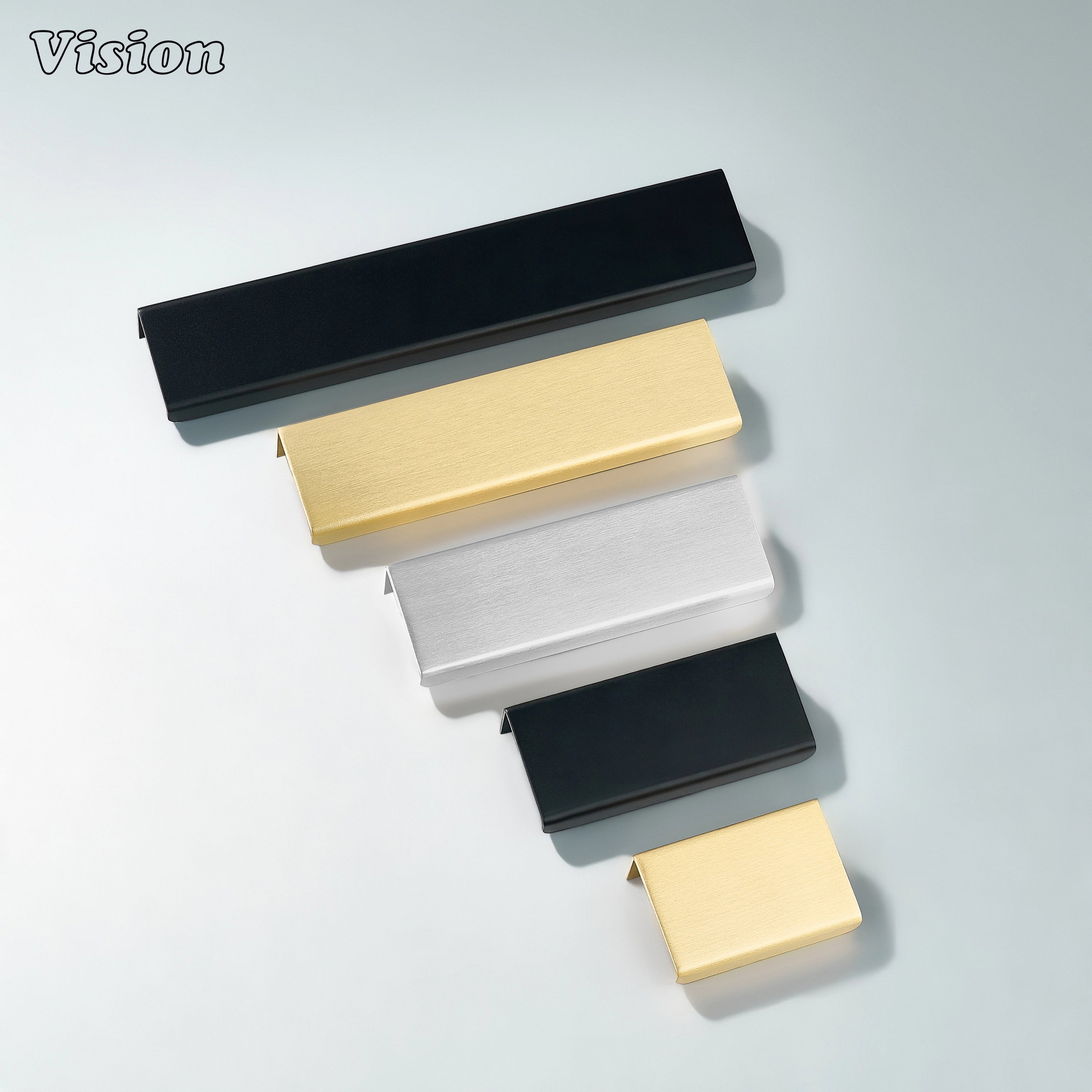 Plain Silver cabinet handle featuring a sleek lip pull bar design for drawers