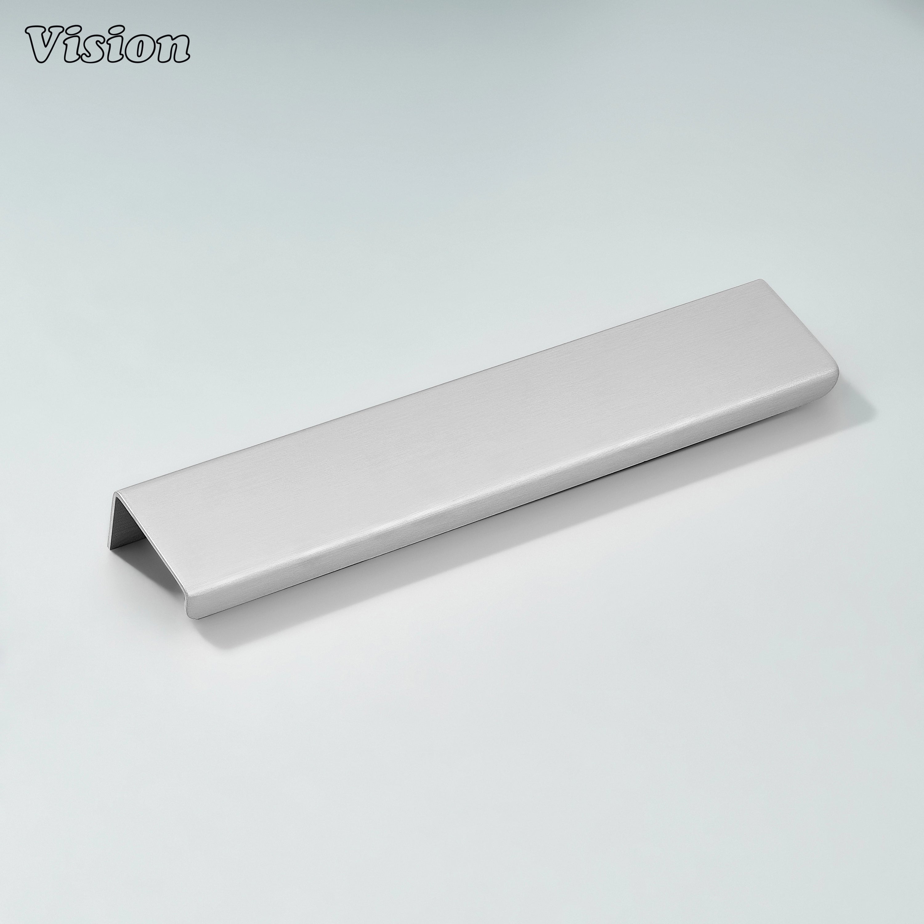 Plain profile Silver cabinet handle with flat bar lip pull for wardrobes