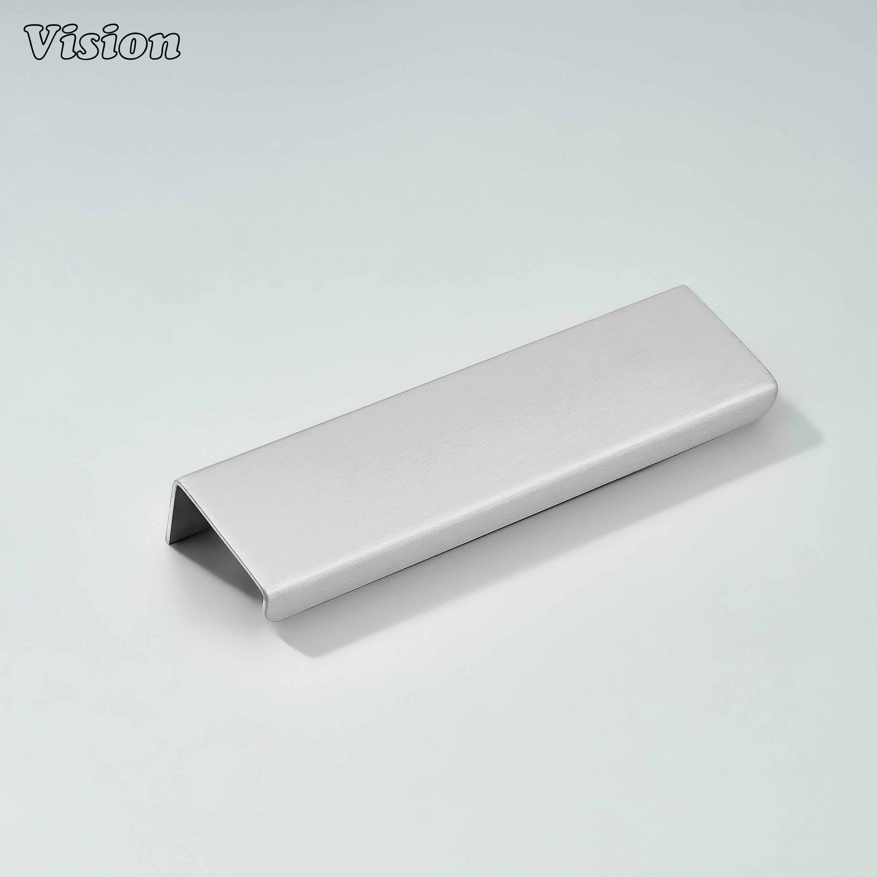 Silver cabinet handle featuring a linear plain bar design for kitchen cabinetry