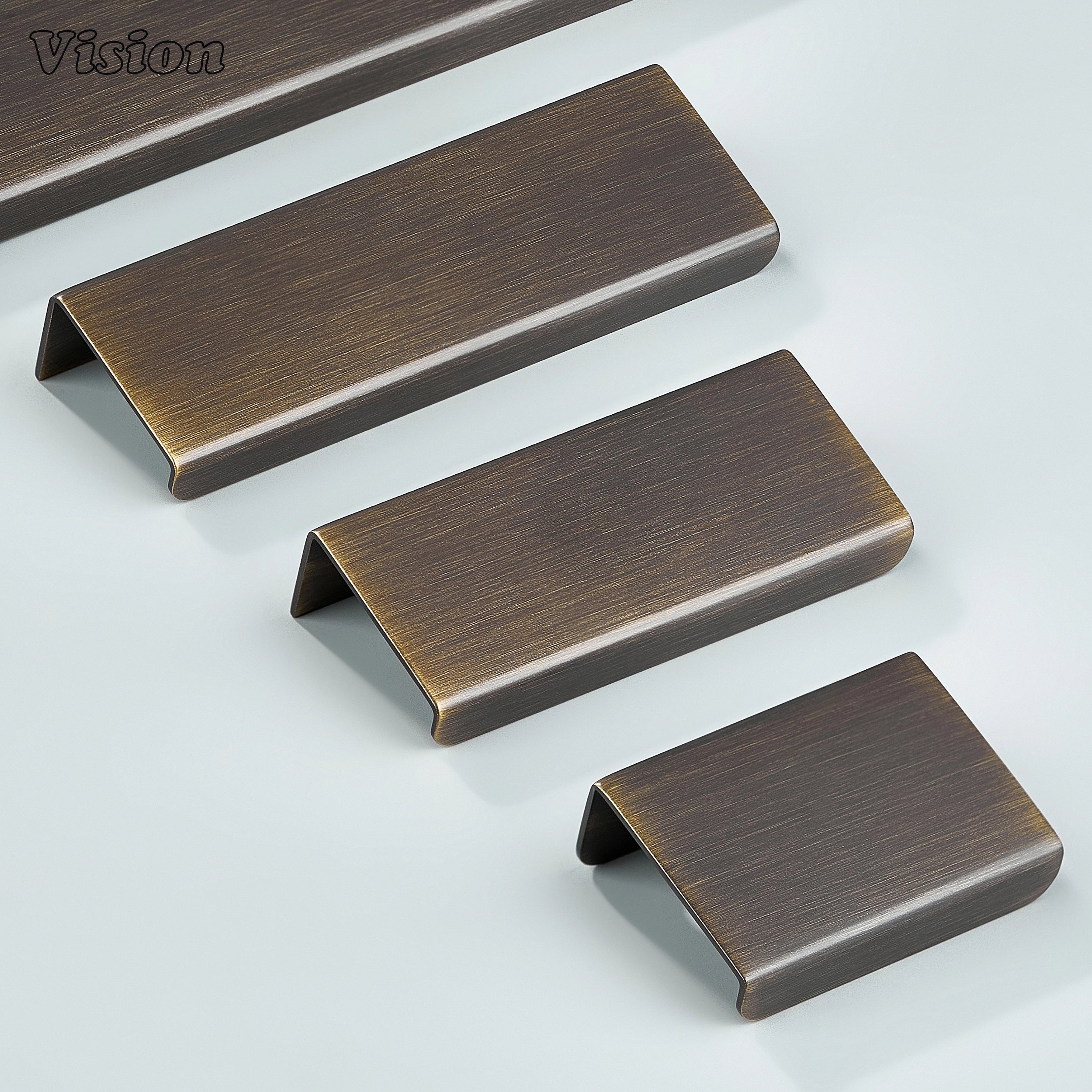 Minimal antique bronze edge pull handle for furniture hardware