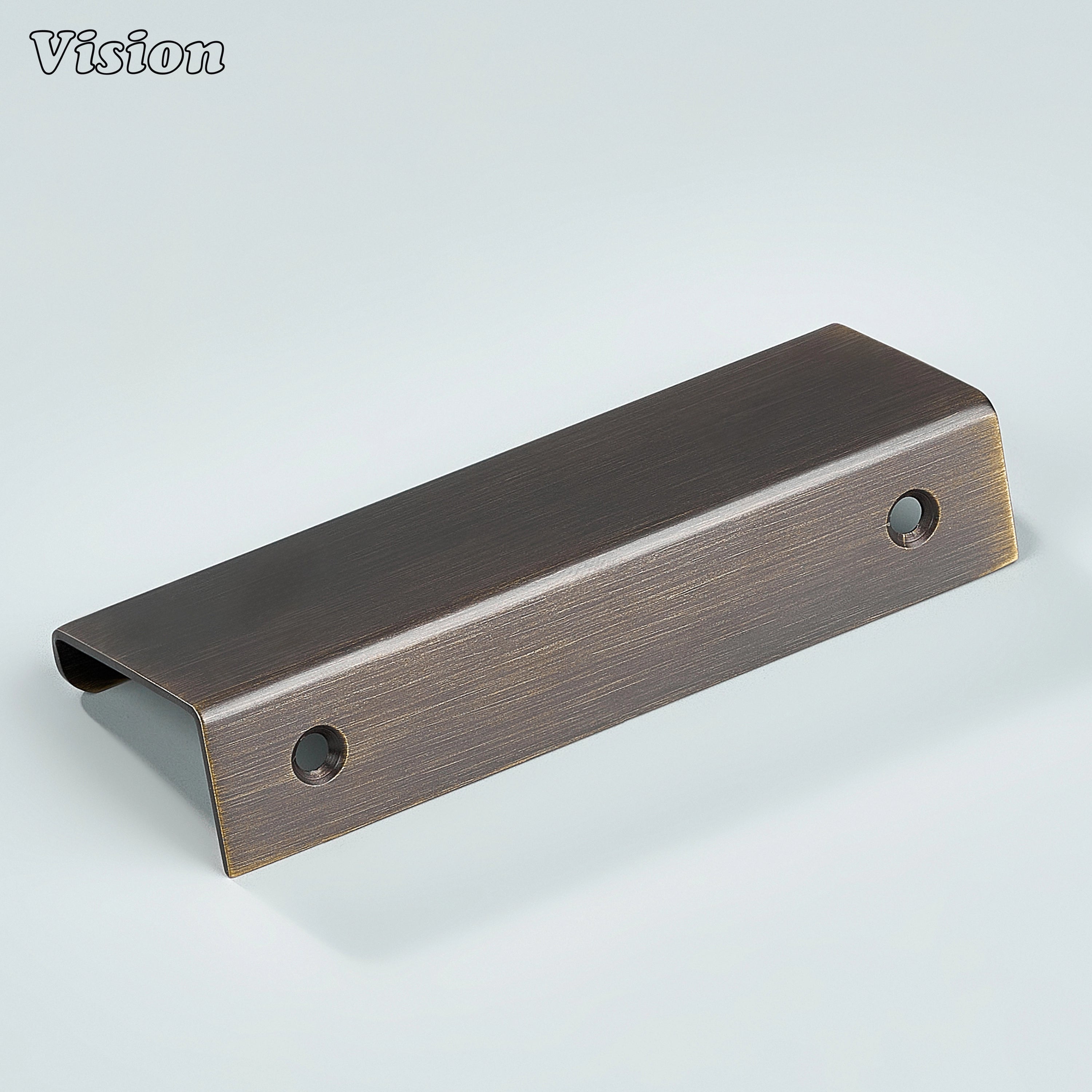 Modern antique bronze lip pull for contemporary interiors