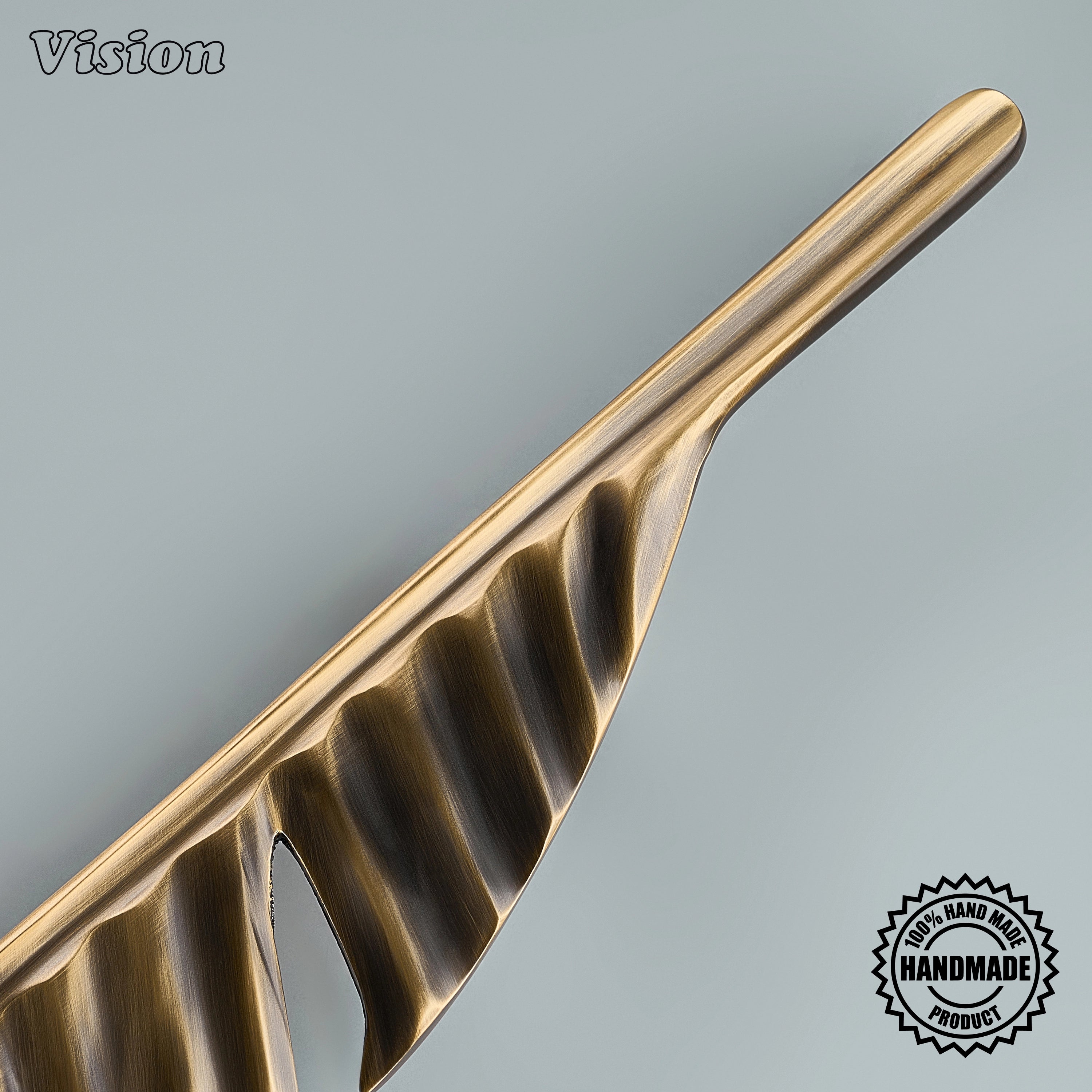 Antique Bronze handcrafted appliance pull with smooth round grip for integrated appliances.