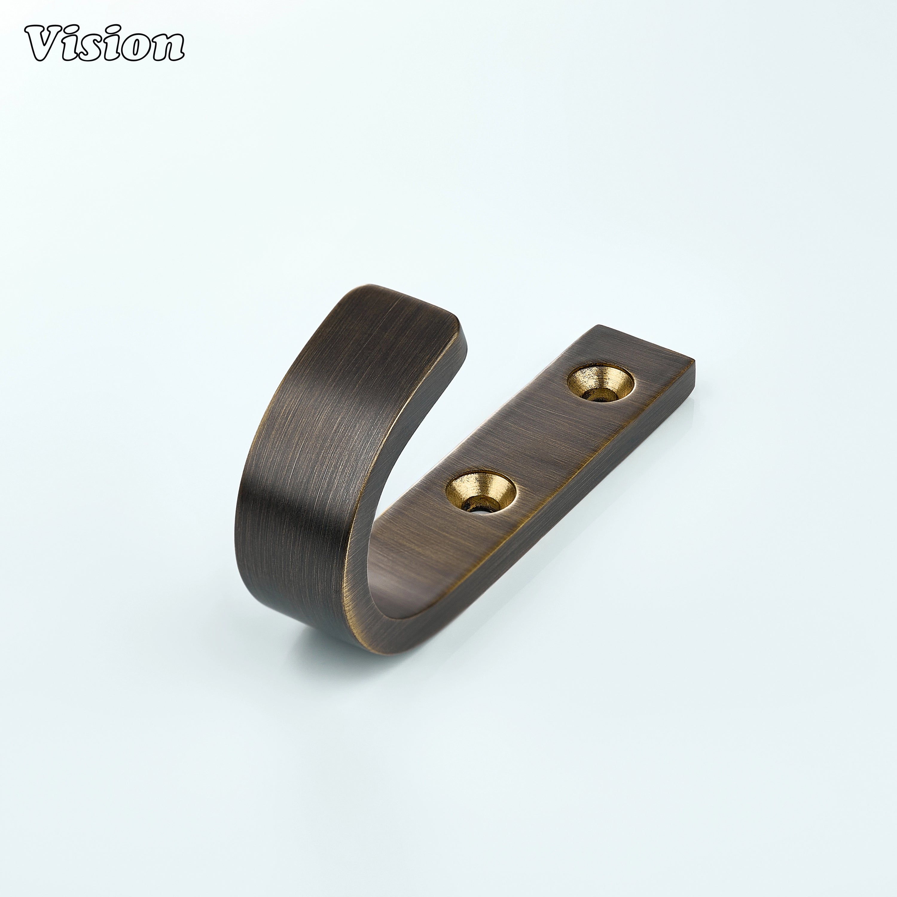 Solid brass wall hook with plain J profile in Antique Bronze finish, smooth curved hook for bathroom wall towels