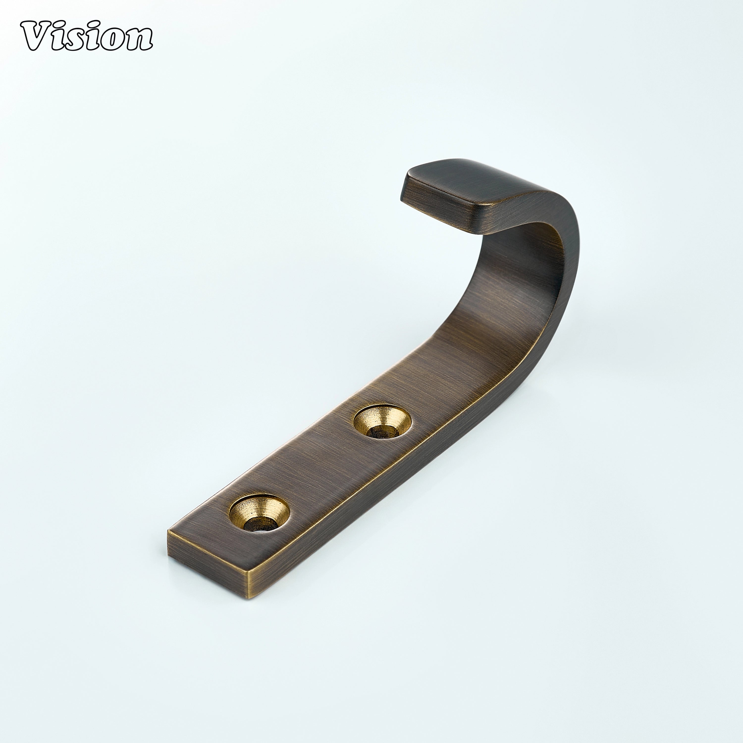 Heavy duty wall hook in Antique Bronze finish with smooth J design, premium brass hook for robes