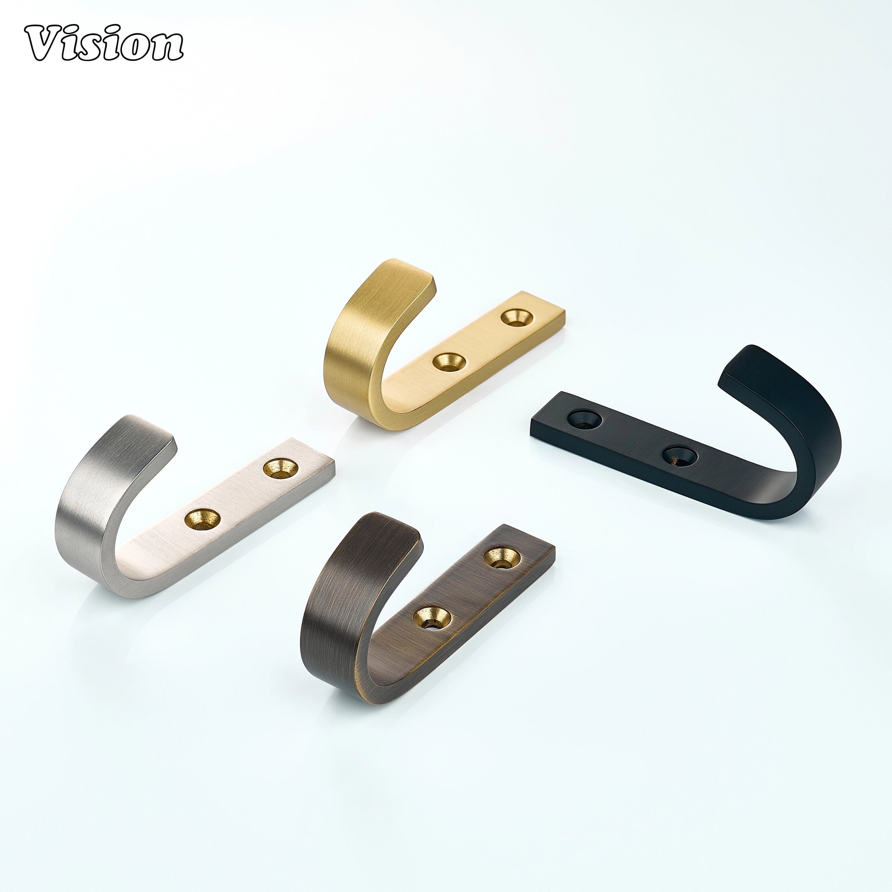 Plain profile wall hook in Gold finish with curved hook form, heavy duty brass hook for bedroom door use