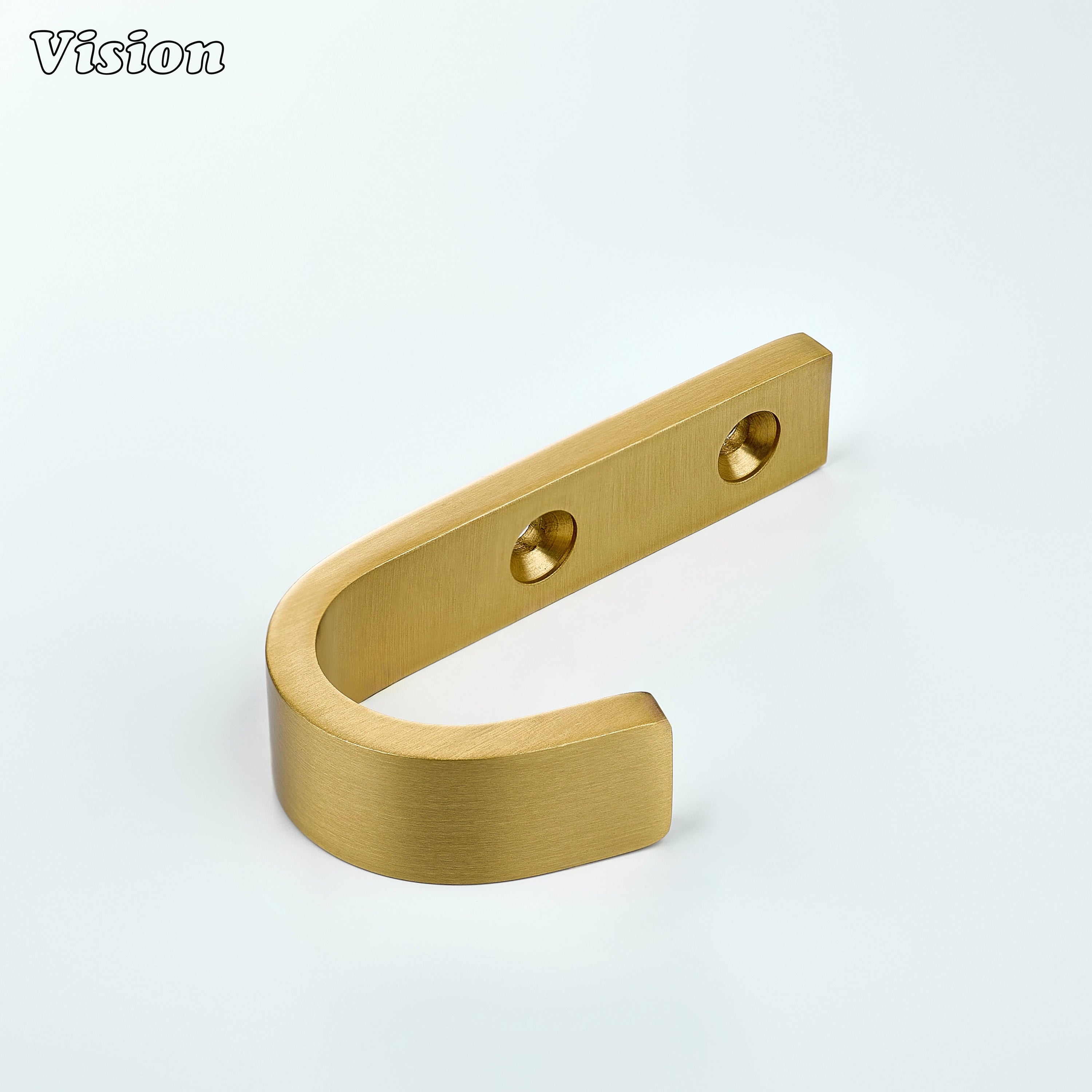 Gold finish solid brass wall hook with minimal J design, wall-mounted hook for coats in entryway wall