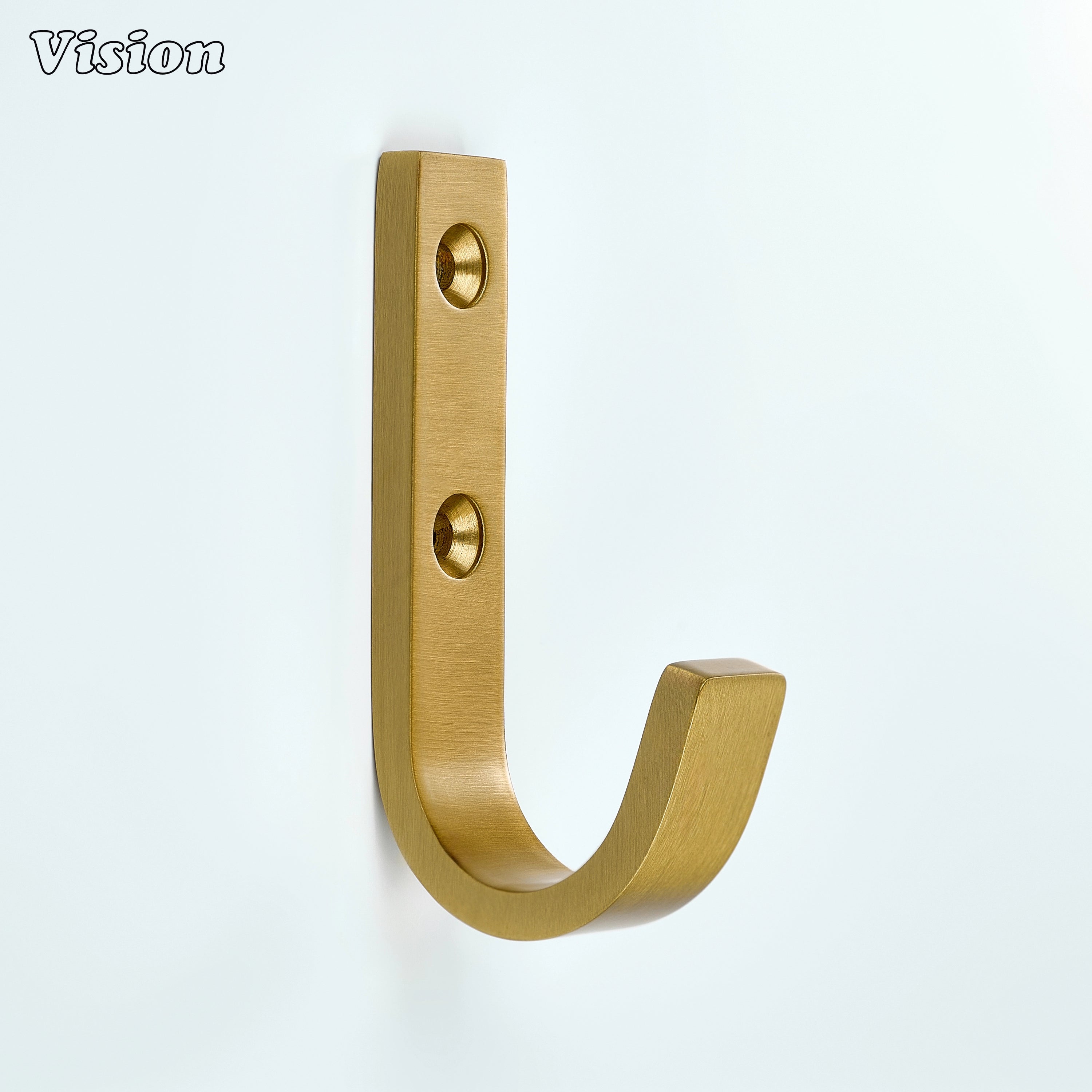 Heavy duty wall hook in Gold finish with smooth J design, premium brass hook for bath robe hanging