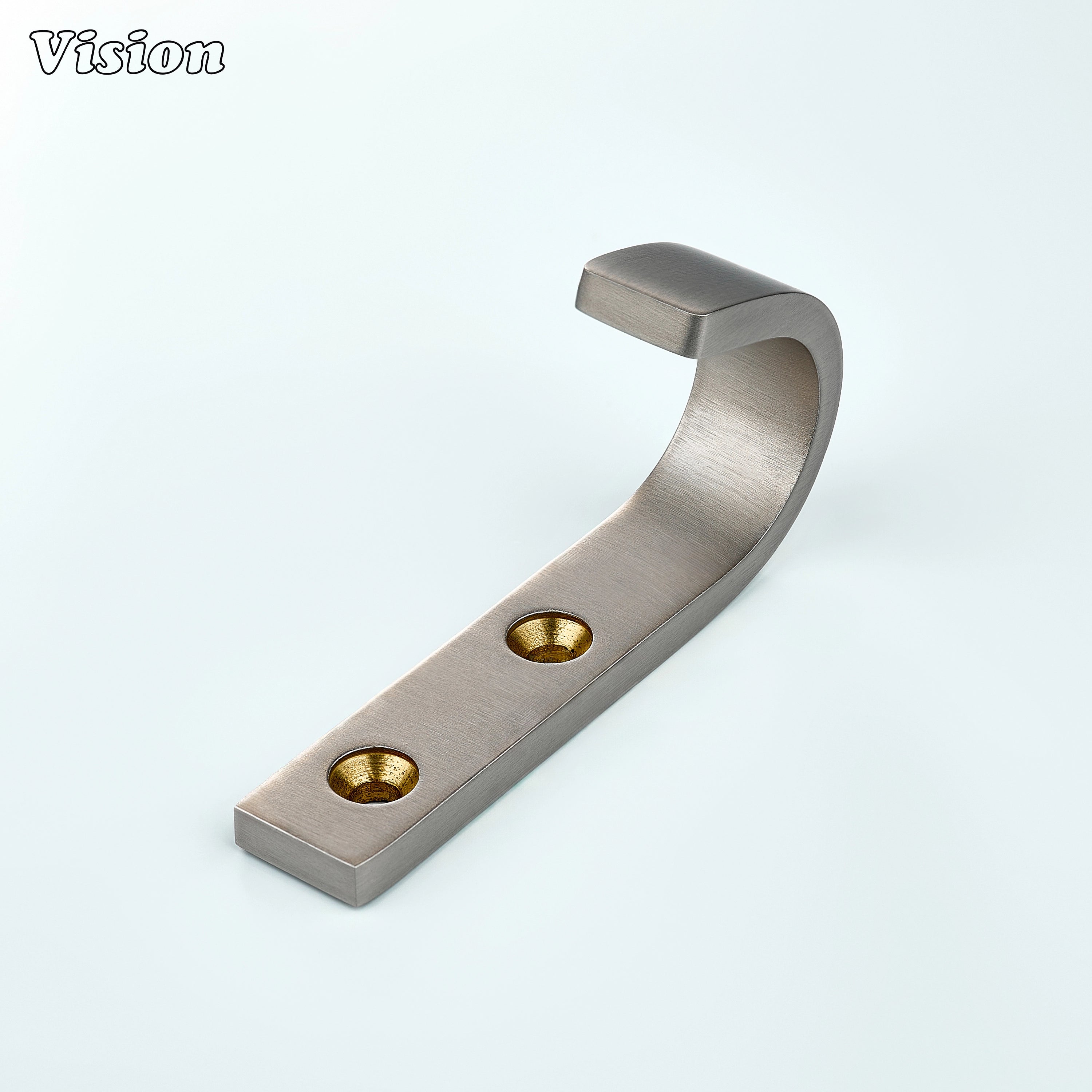 Silver finish solid brass wall hook with minimal J design for coats on wall