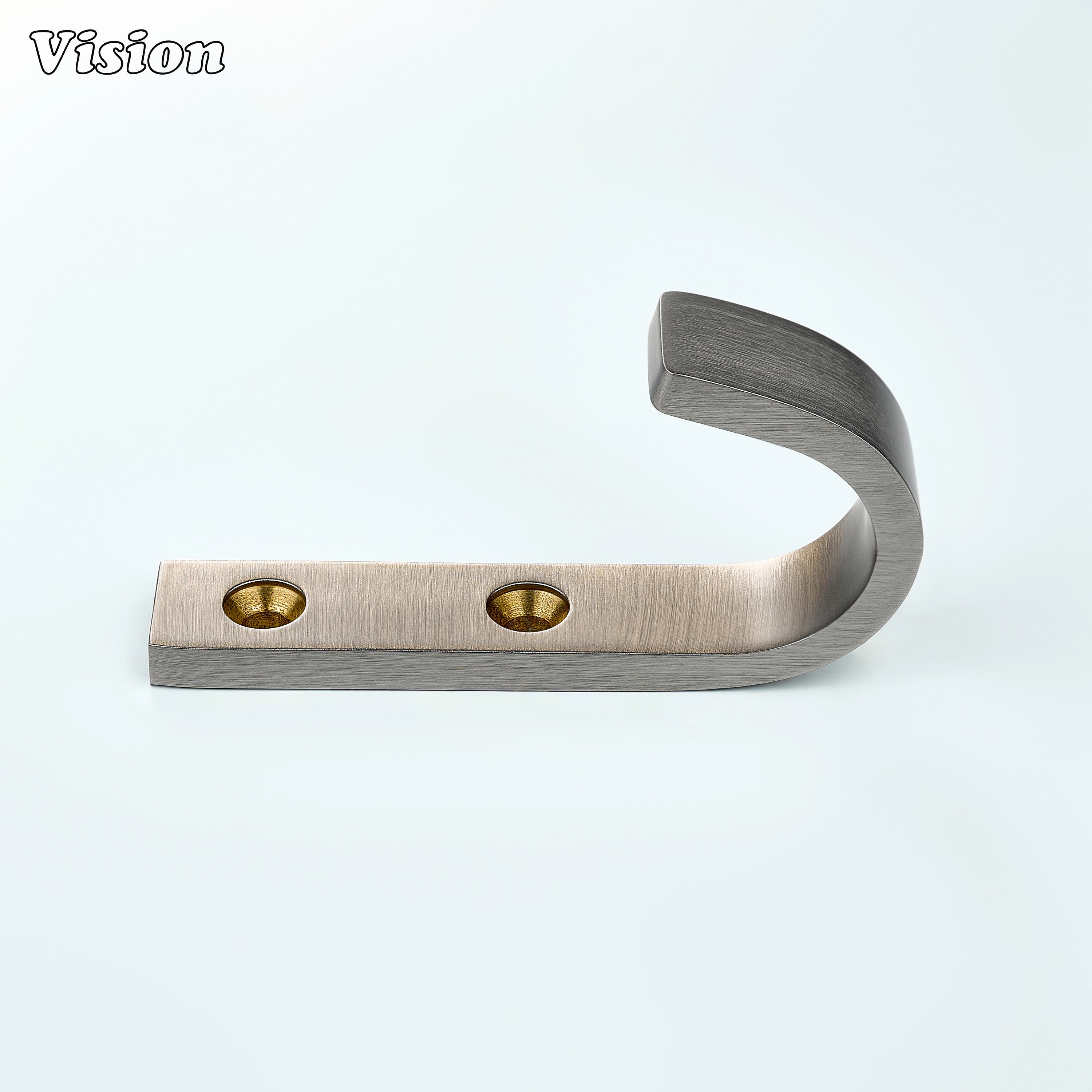 Smooth J-shaped wall hook in Silver finish, solid brass construction for bedrooms