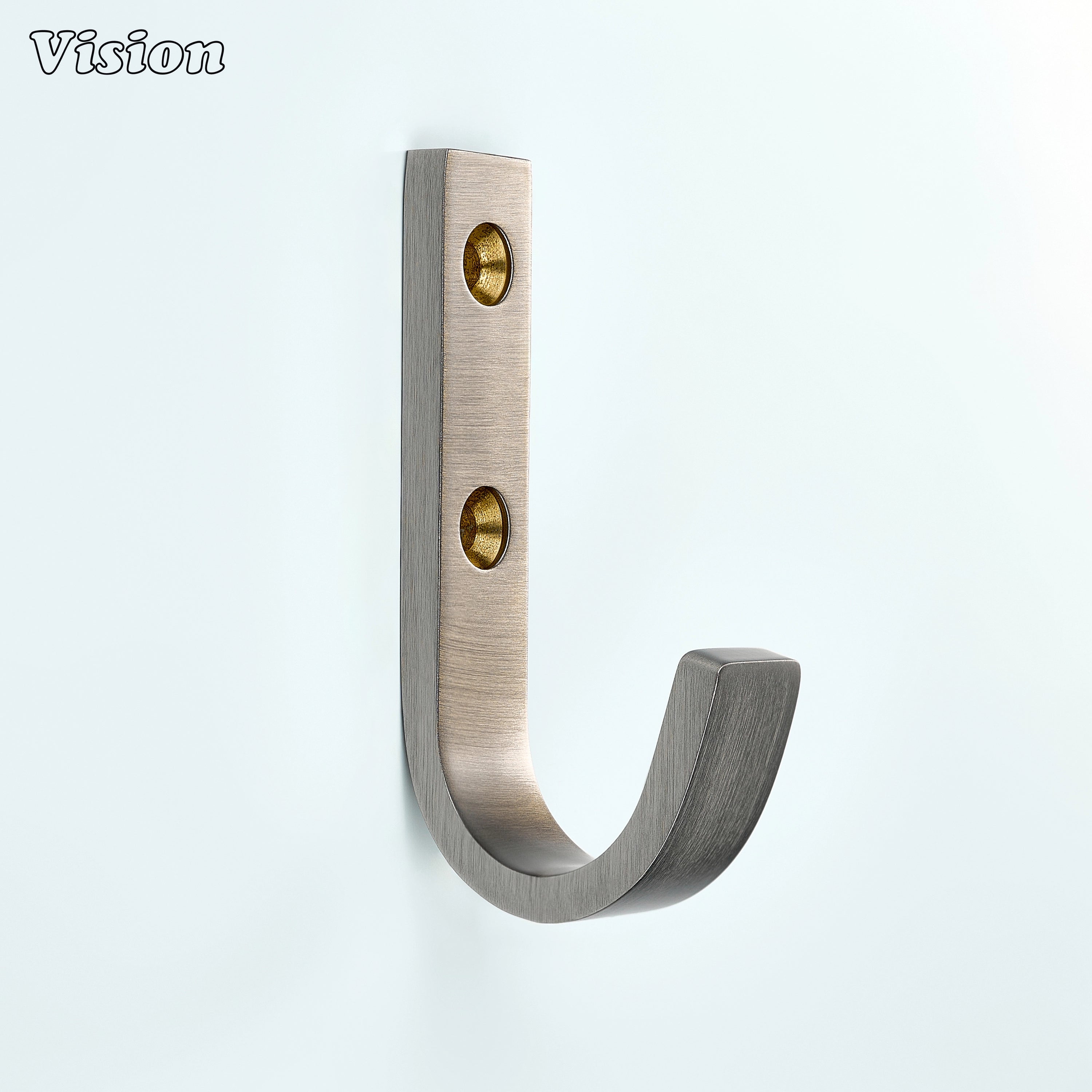 Silver wall hook made from solid brass with plain curved profile for bathrooms