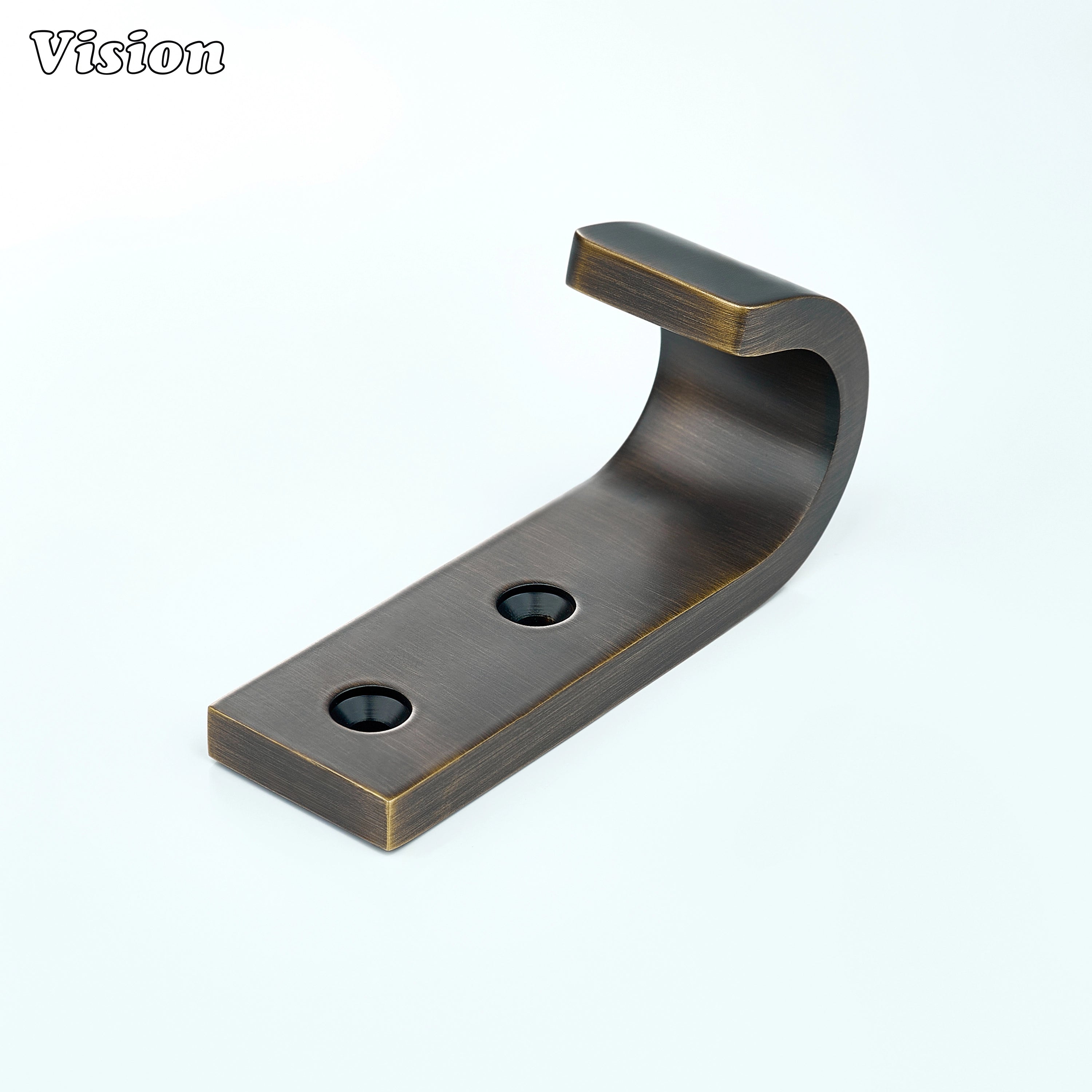 Antique Bronze finish solid brass wide wall hook with flat mounting plate for coats on walls