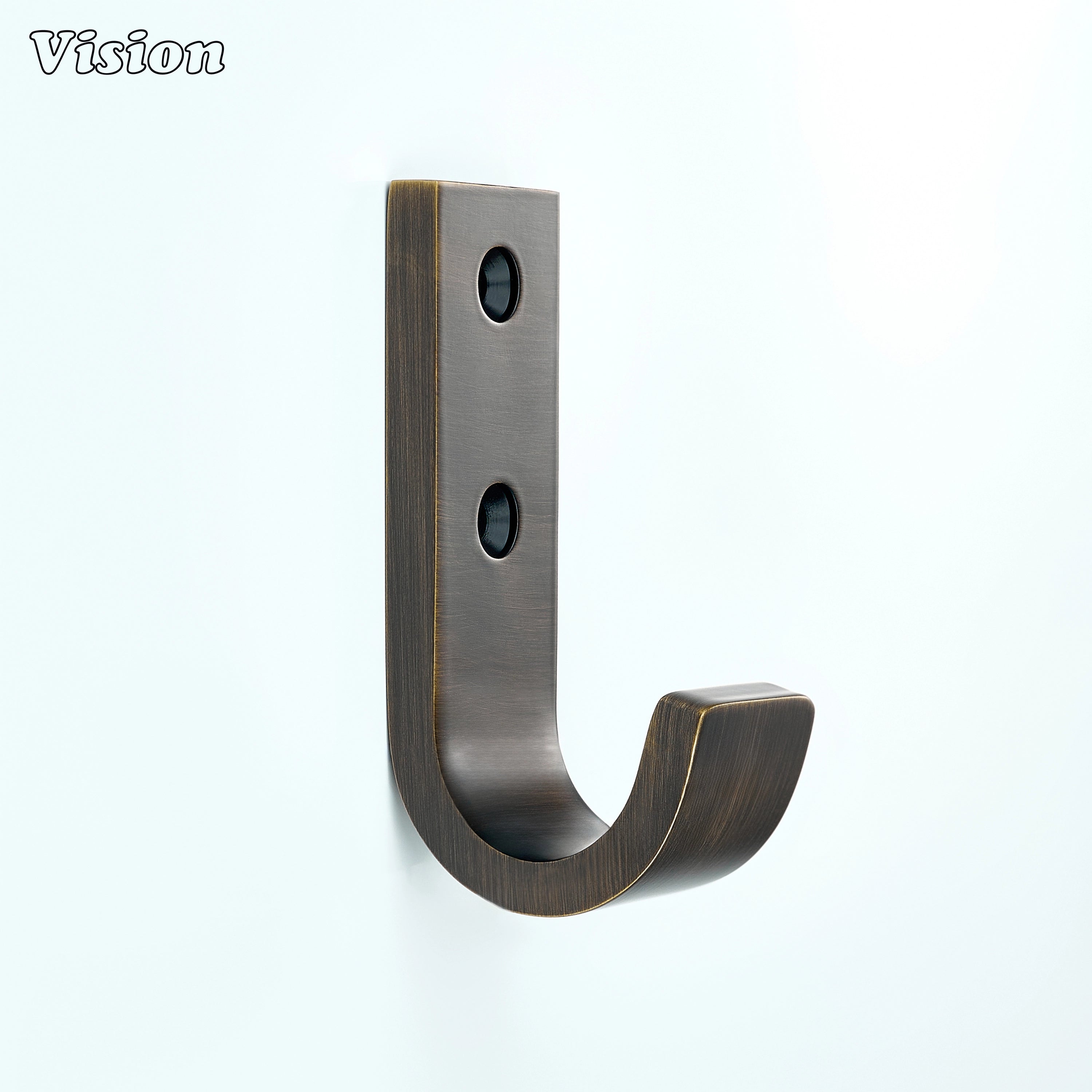 Antique Bronze wide wall hook made from solid brass with plain curved profile for bedroom walls