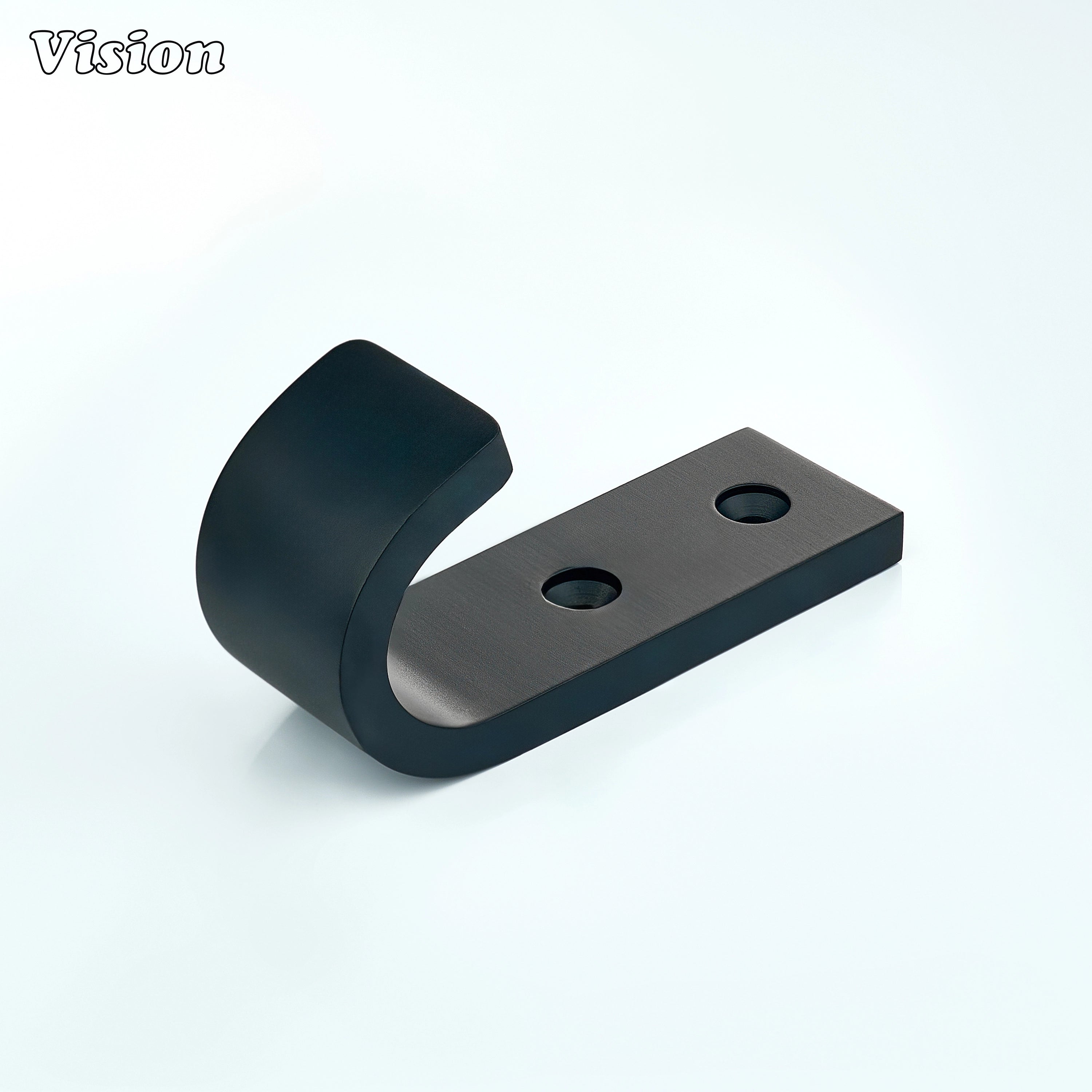 Solid brass wall hook with plain wide J profile in Black finish for bathroom wall towels