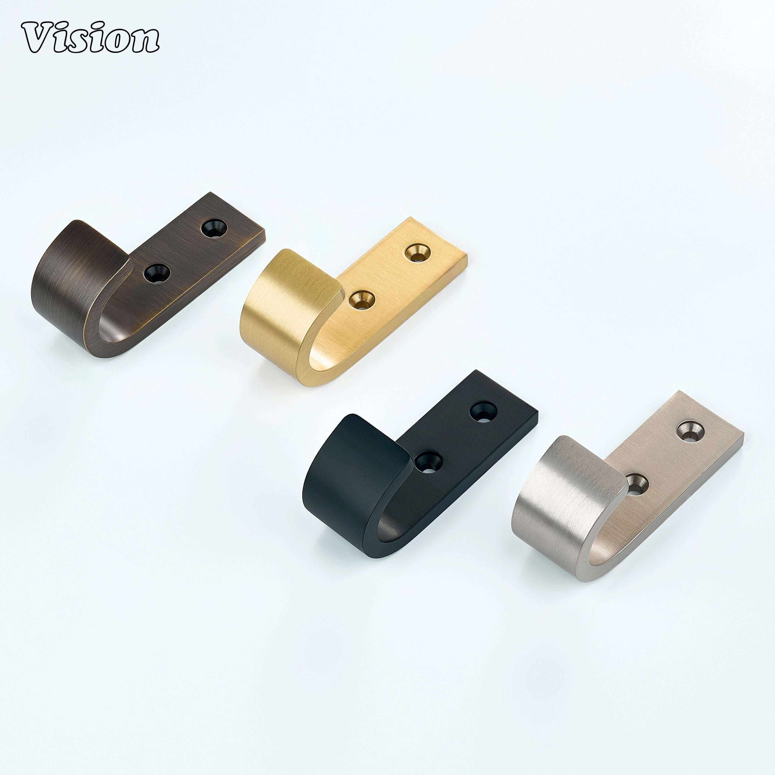 Black solid brass wide wall hook featuring flat base and curved profile for mudroom walls