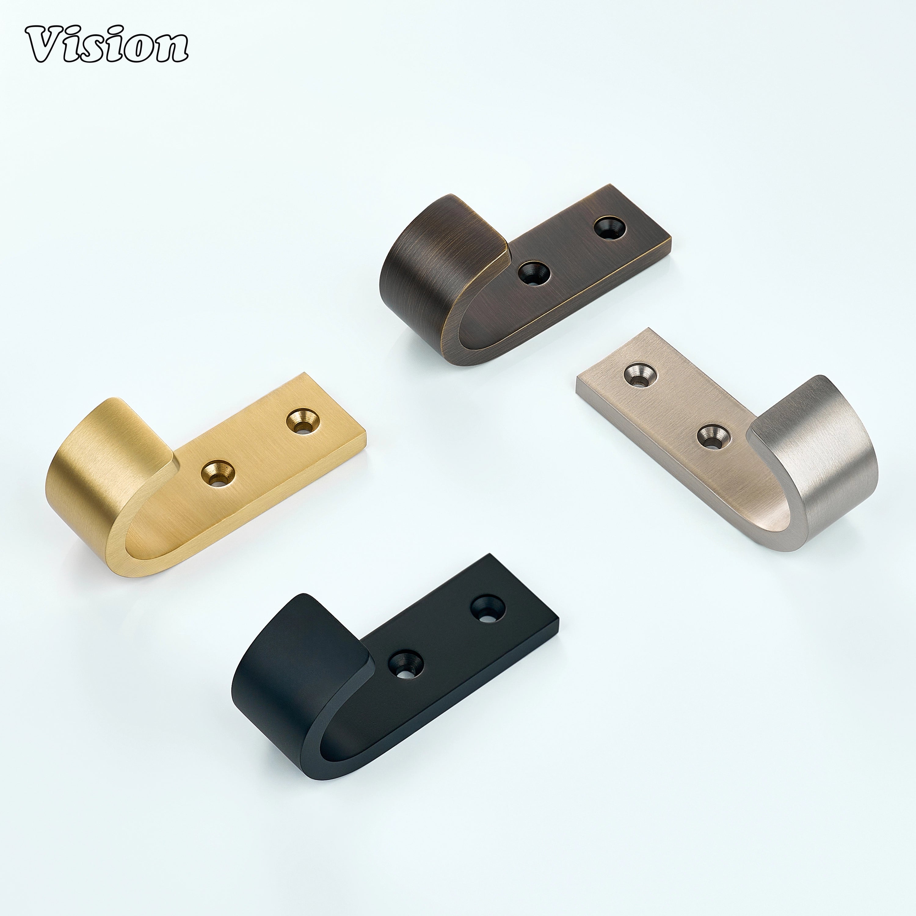 Plain profile wide wall hook in Gold finish with smooth J shape, heavy duty brass hook for coats on wall