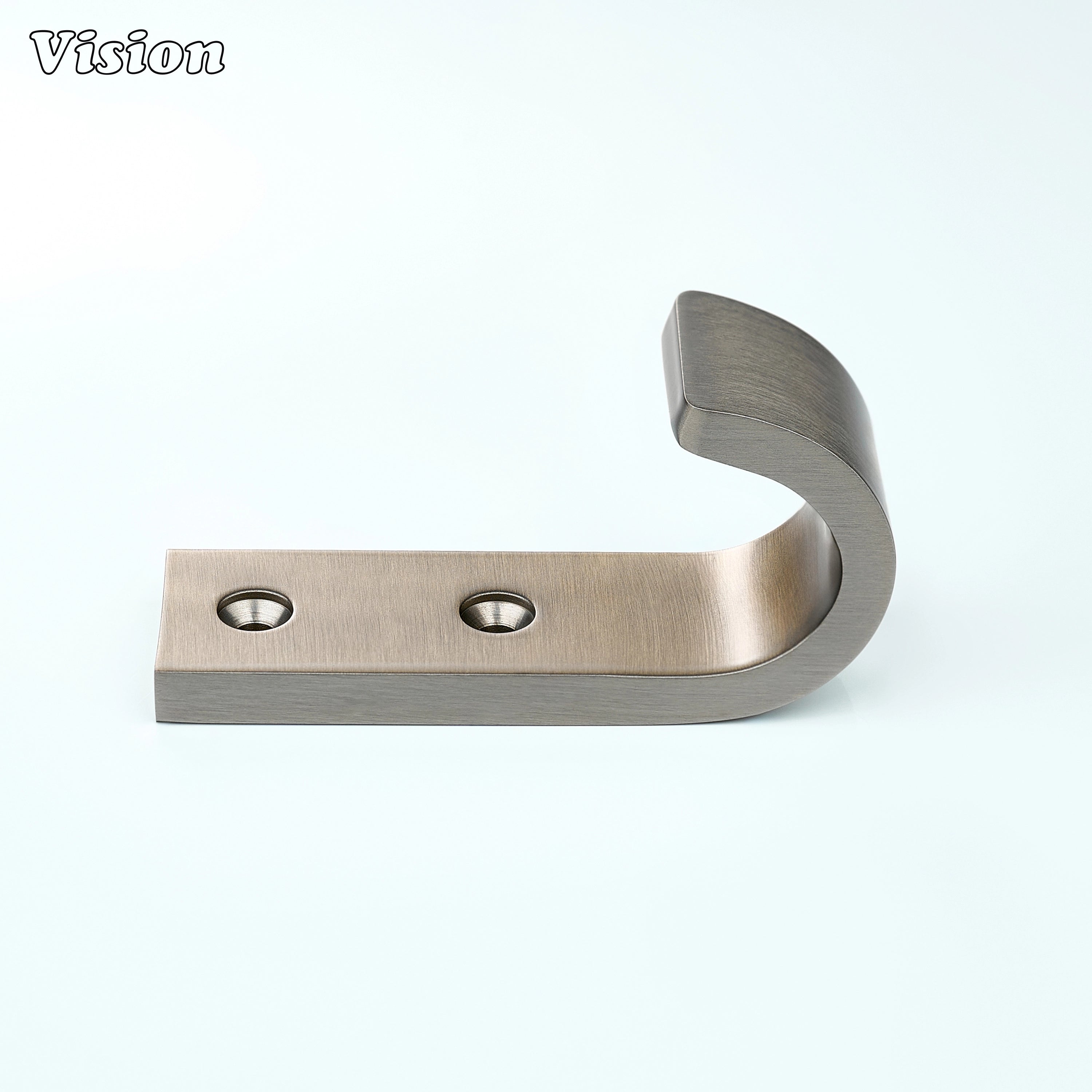 Silver finish solid brass wide wall hook with flat mounting plate for coats on walls