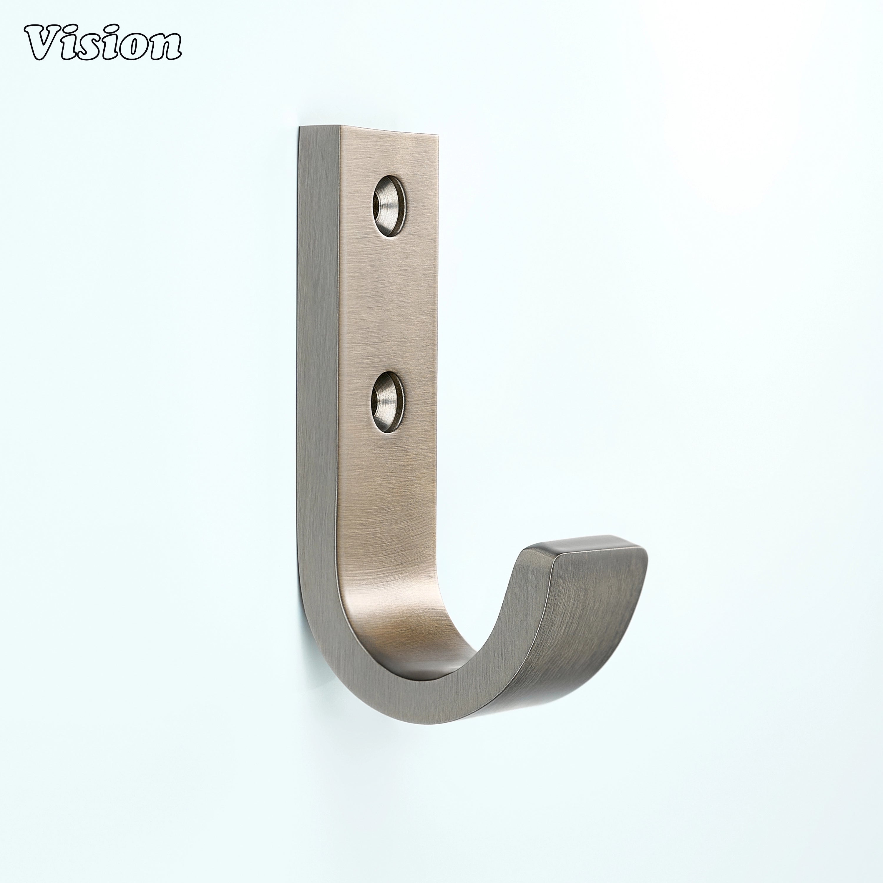 Smooth J-shaped wide wall hook in Silver finish, solid brass construction for bathrooms