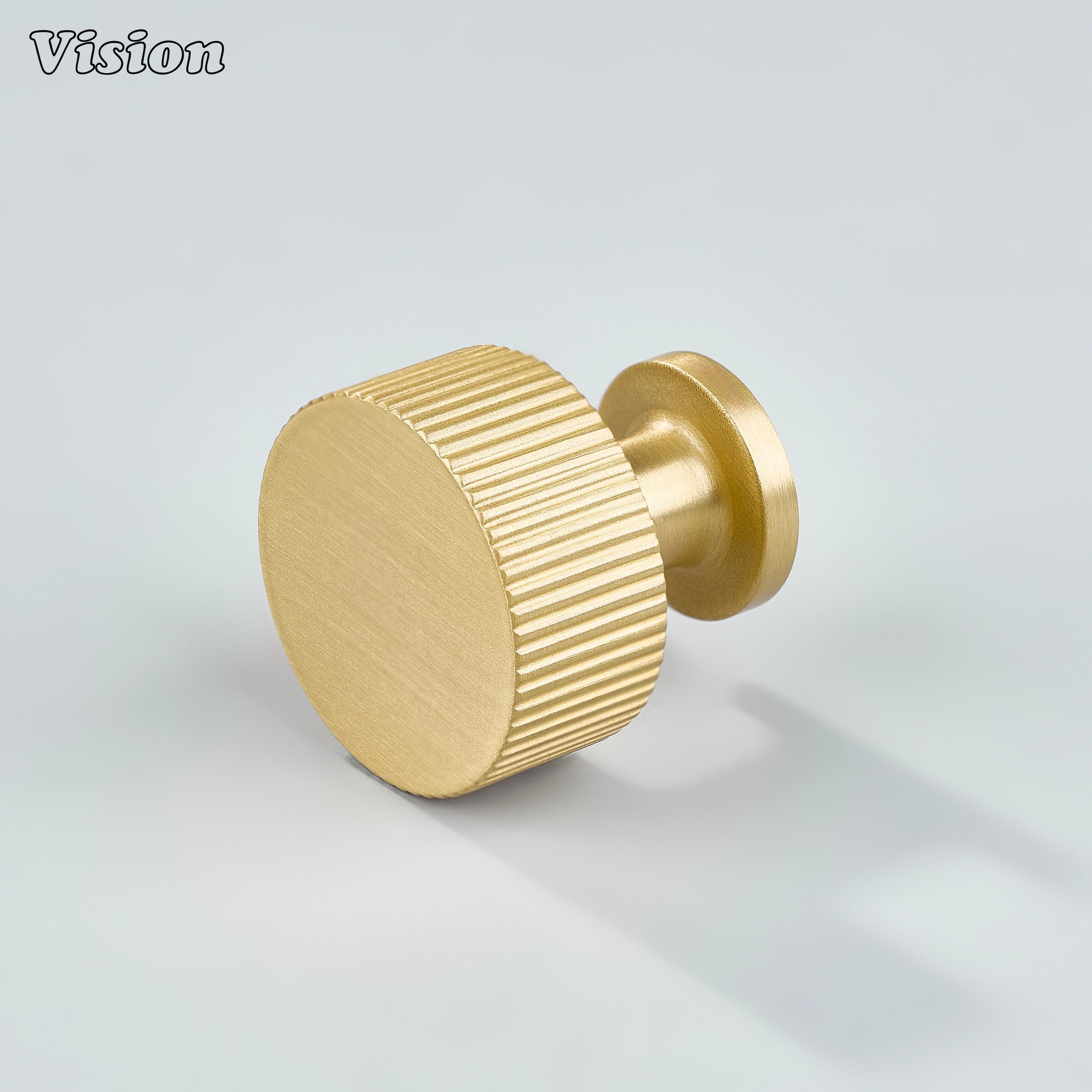 Helios Linear Knurled Round Brass Cabinet Knob - Gold