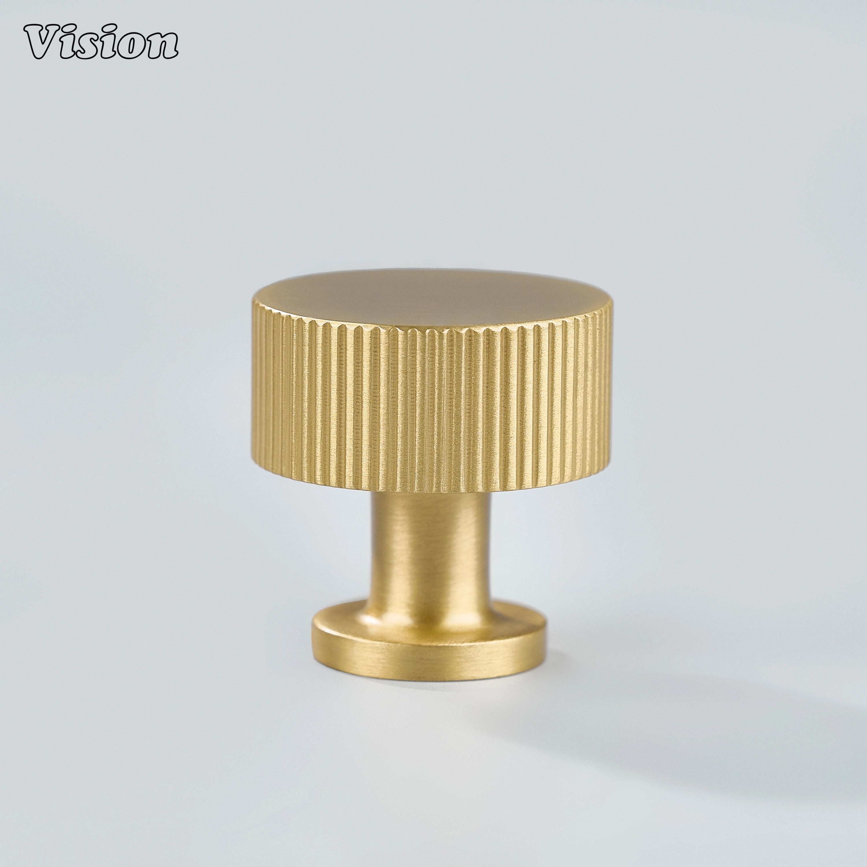 Helios Linear Knurled Round Brass Cabinet Knob - Gold