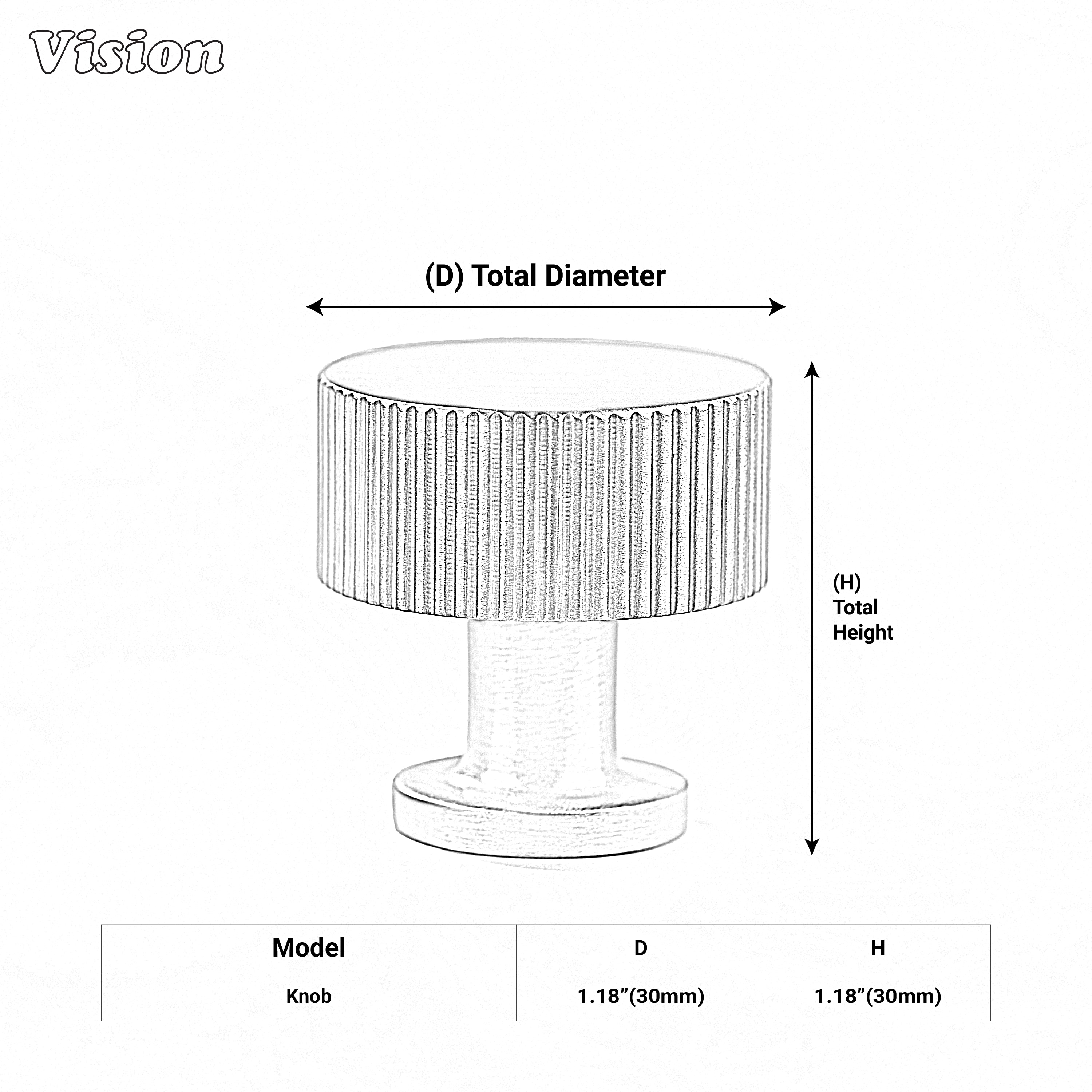 Silver linear knurled round cabinet knob for modern interior cabinetry