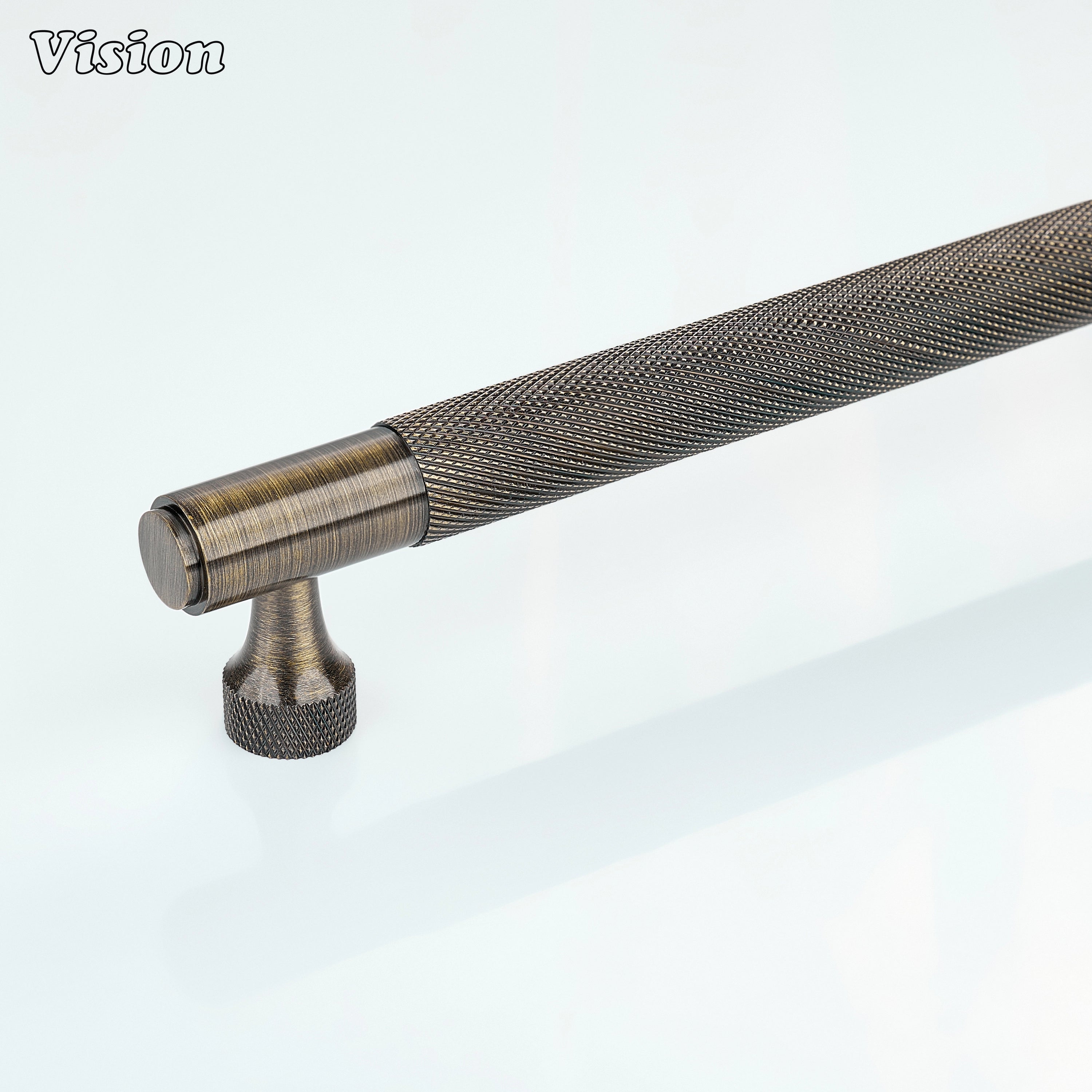 Antique Bronze knurled brass cabinet handle with cylindrical bar for kitchen cabinets