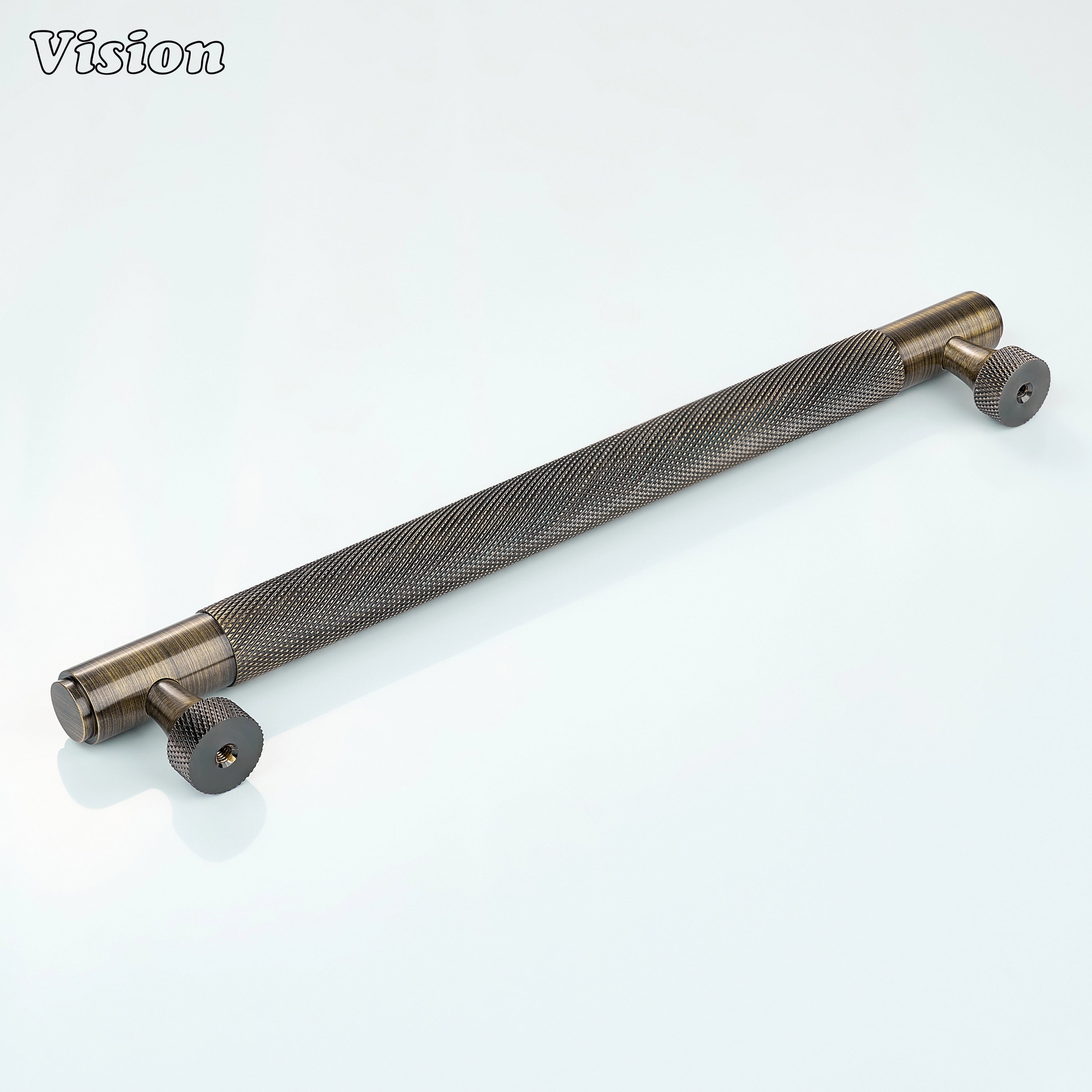 Knurled Antique Bronze cabinet handle with cylindrical design for cabinets