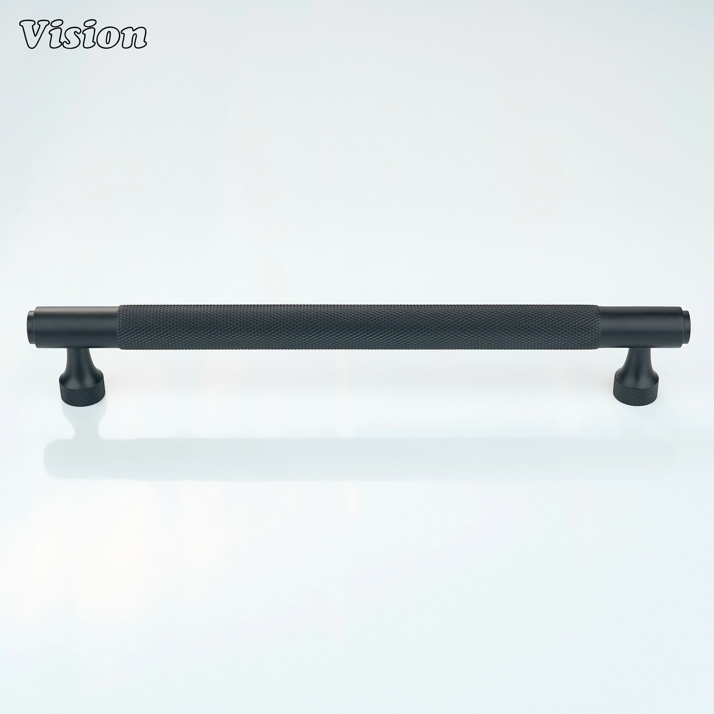 Premium knurled cabinet handle in Black finish for cabinets