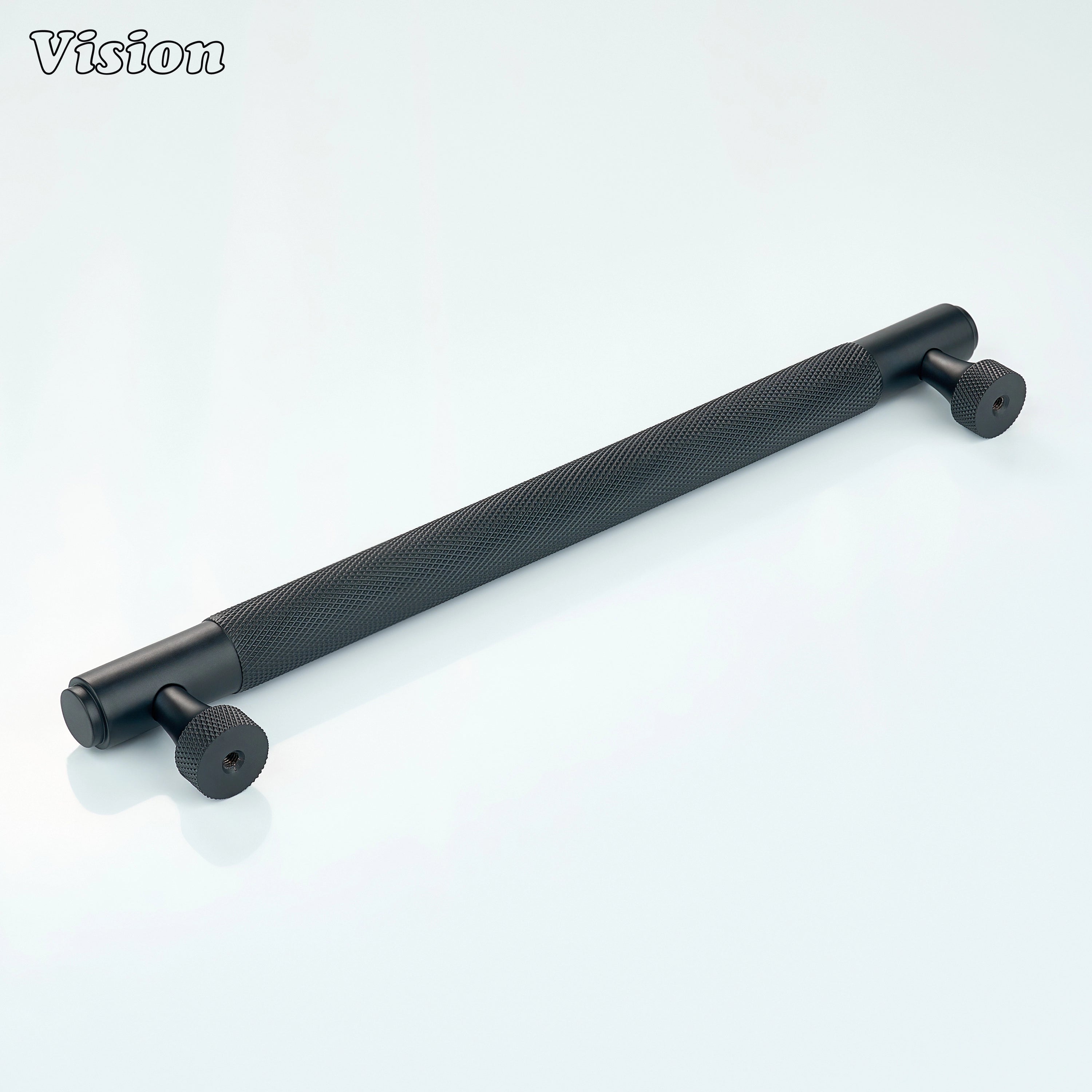 Knurled Black cabinet handle for contemporary kitchen storage