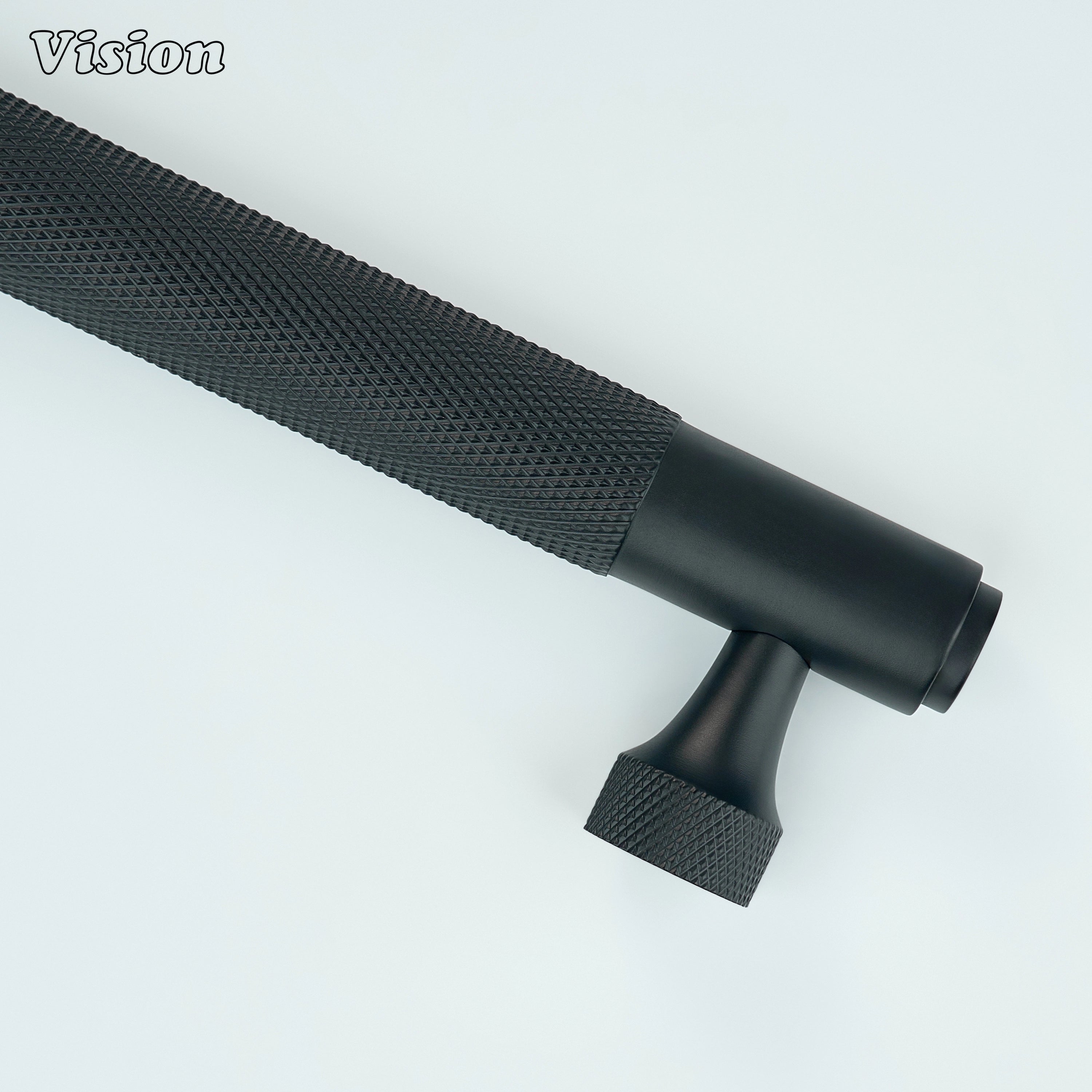 Solid brass knurled cabinet handle in Black for furniture upgrades