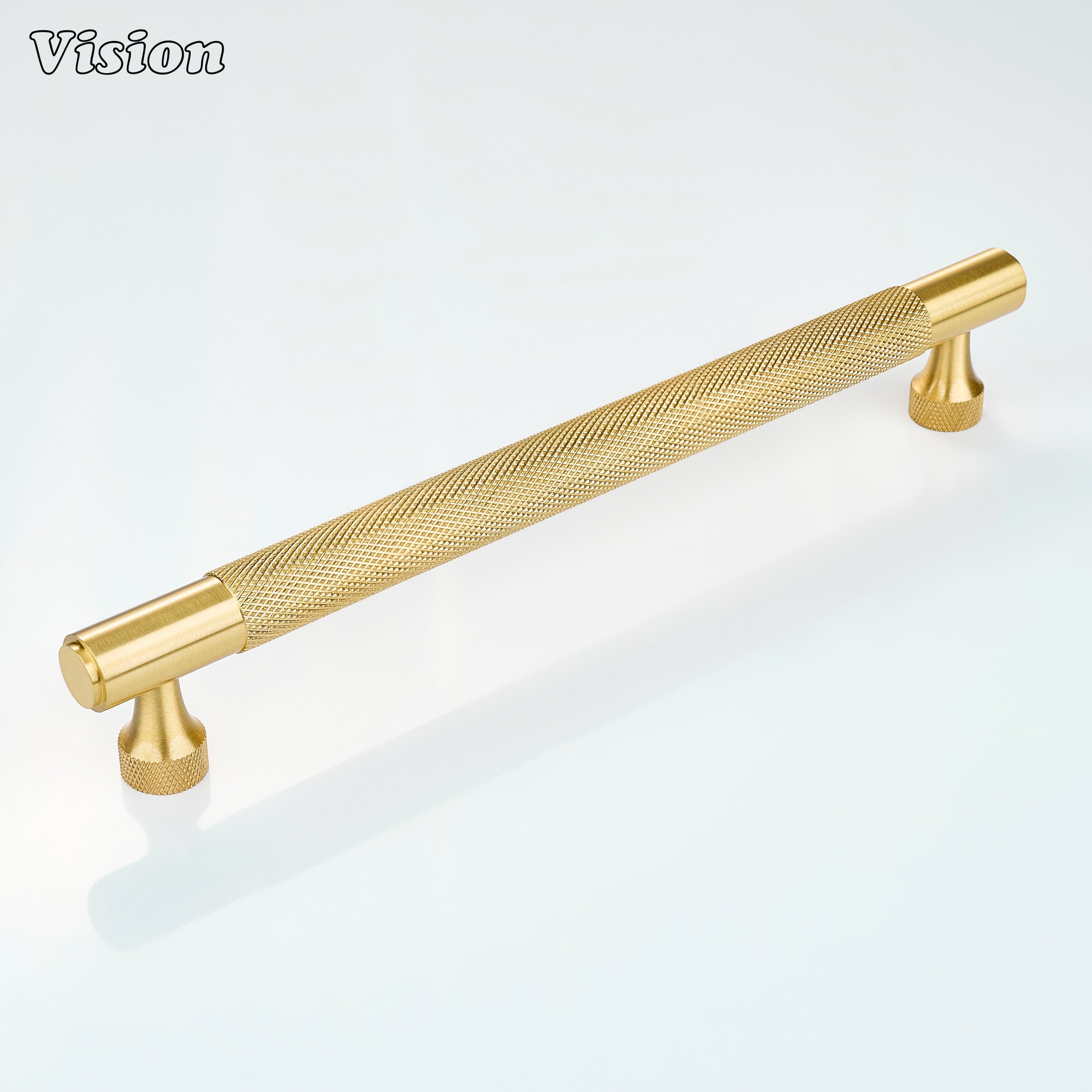 Gold knurled cabinet handle showcasing solid brass construction for wardrobes