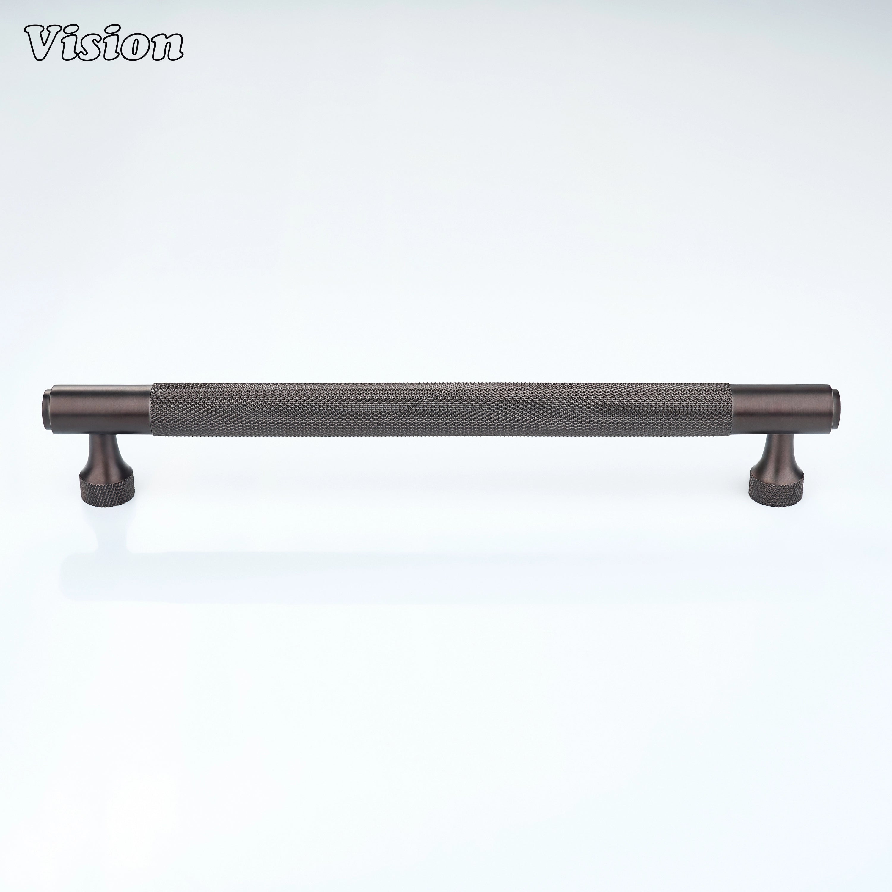 Knurled Oil Rubbed Bronze cabinet handle with bar profile for drawers
