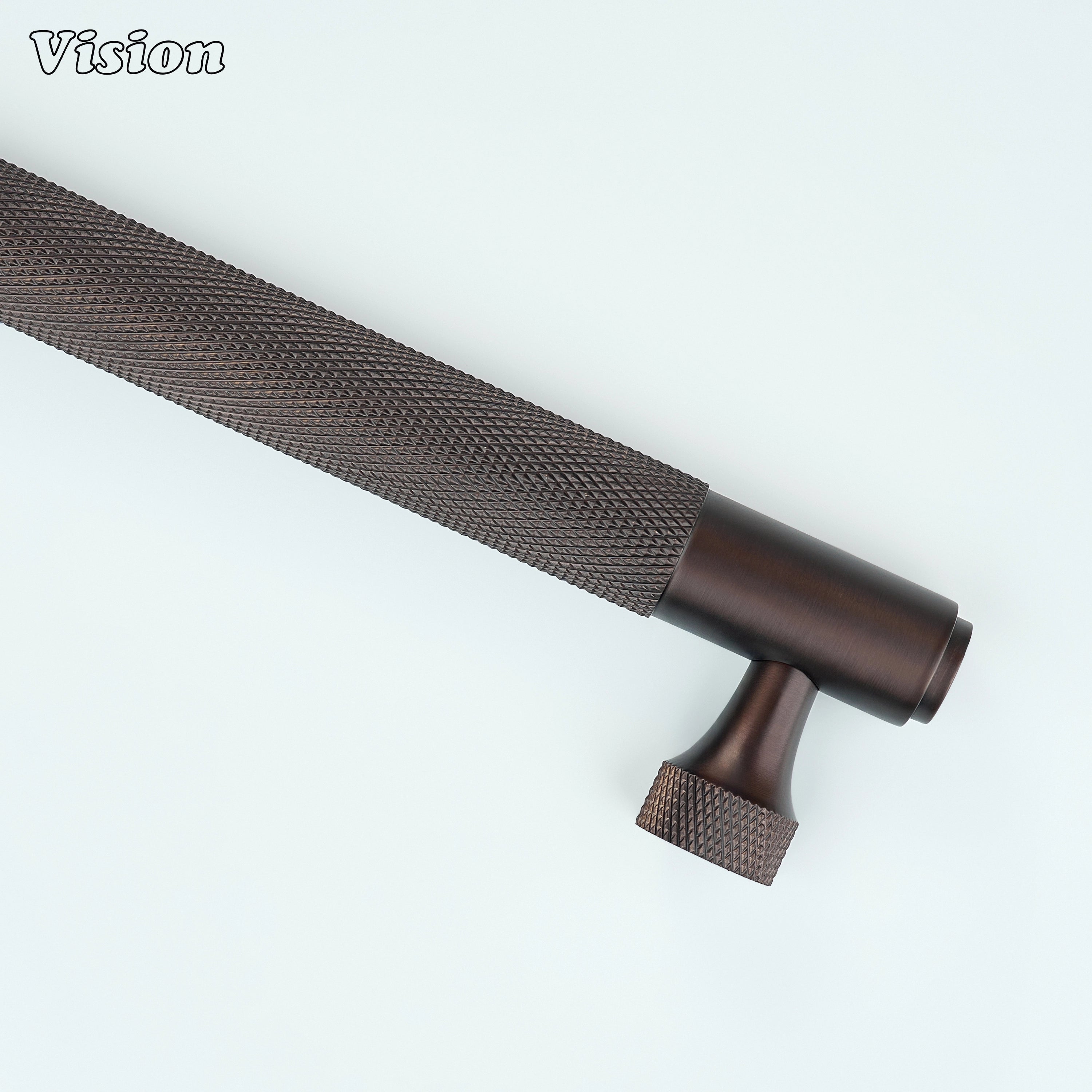 Solid brass knurled cabinet handle in Oil Rubbed Bronze for furniture