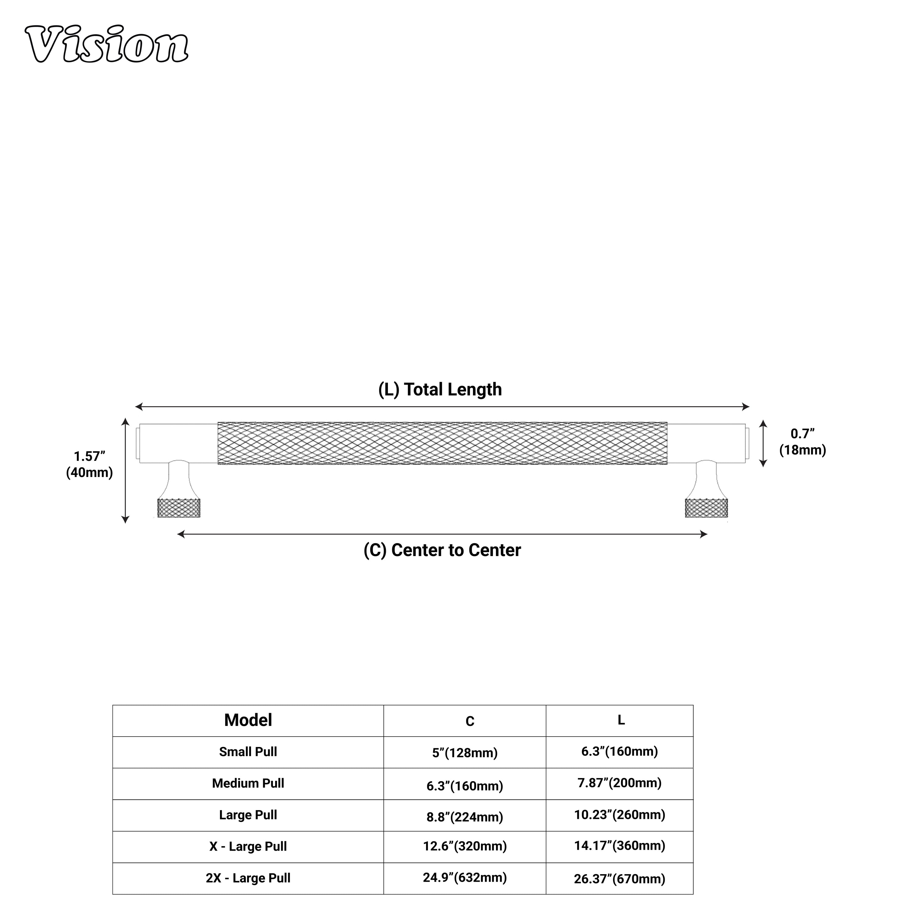 Knurled cabinet handle in Silver finish for cabinets