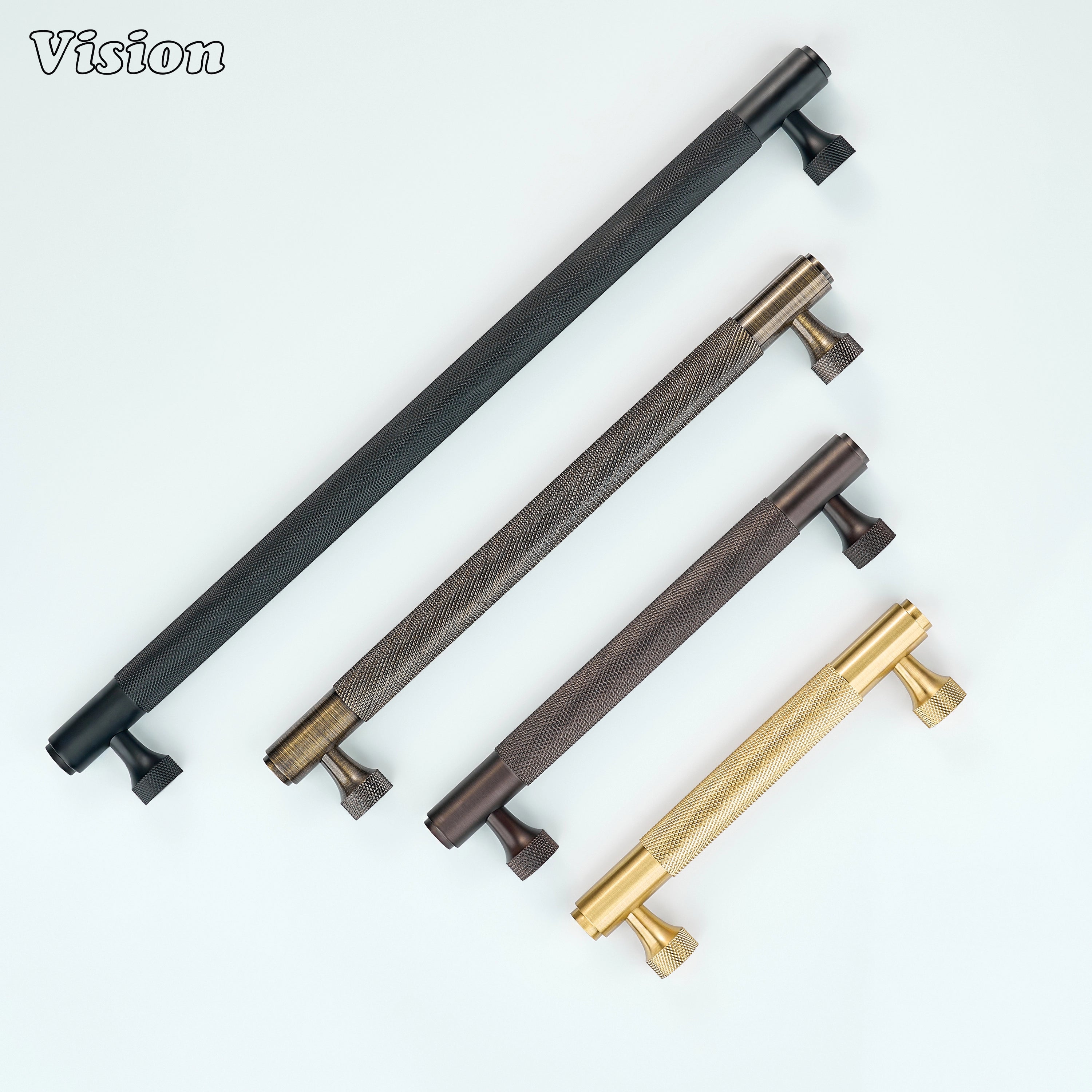 Knurled cabinet handle in Silver finish for wardrobe doors