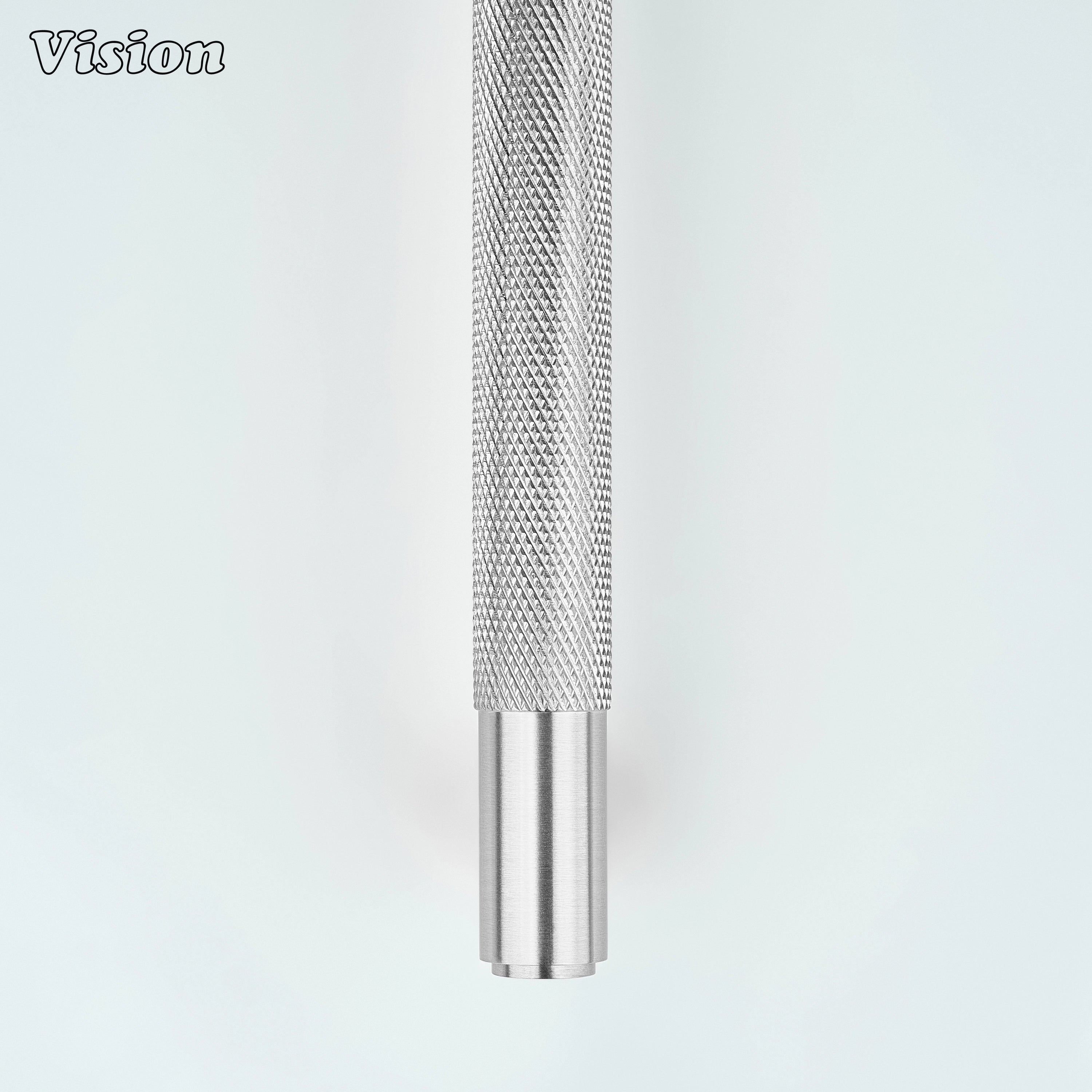 Silver knurled bar cabinet handle for drawer fronts