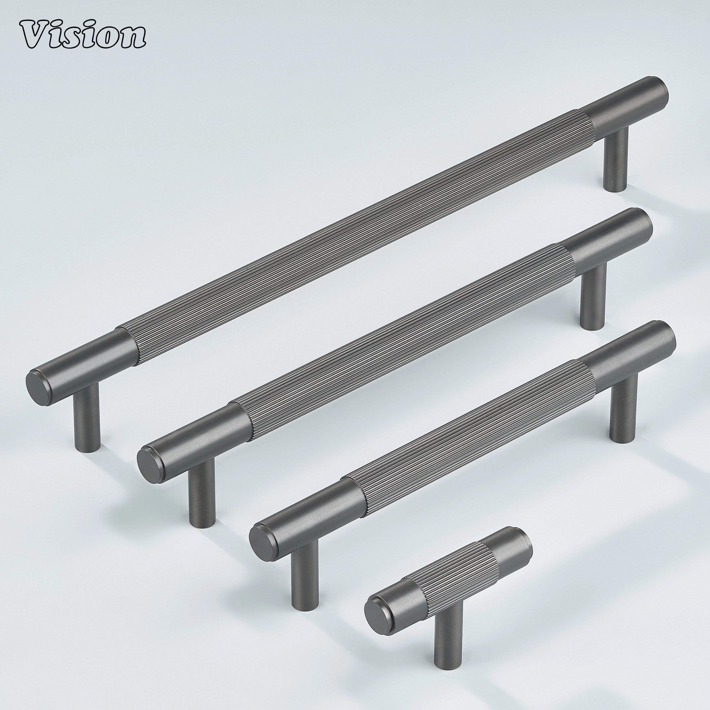 Ignite gunmetal handle ideal for wardrobes and drawers.