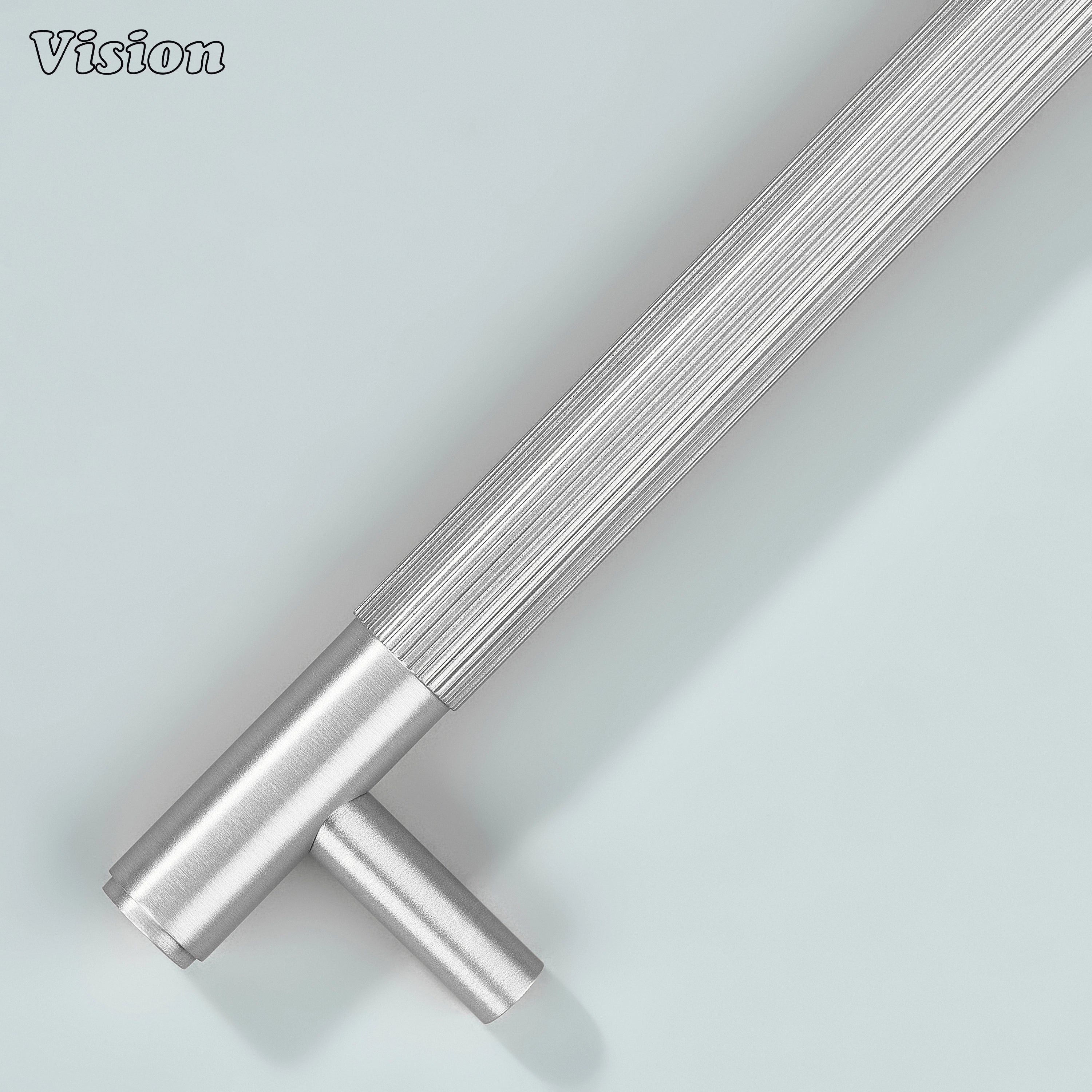 Ignite silver linear brass handle for contemporary interiors.