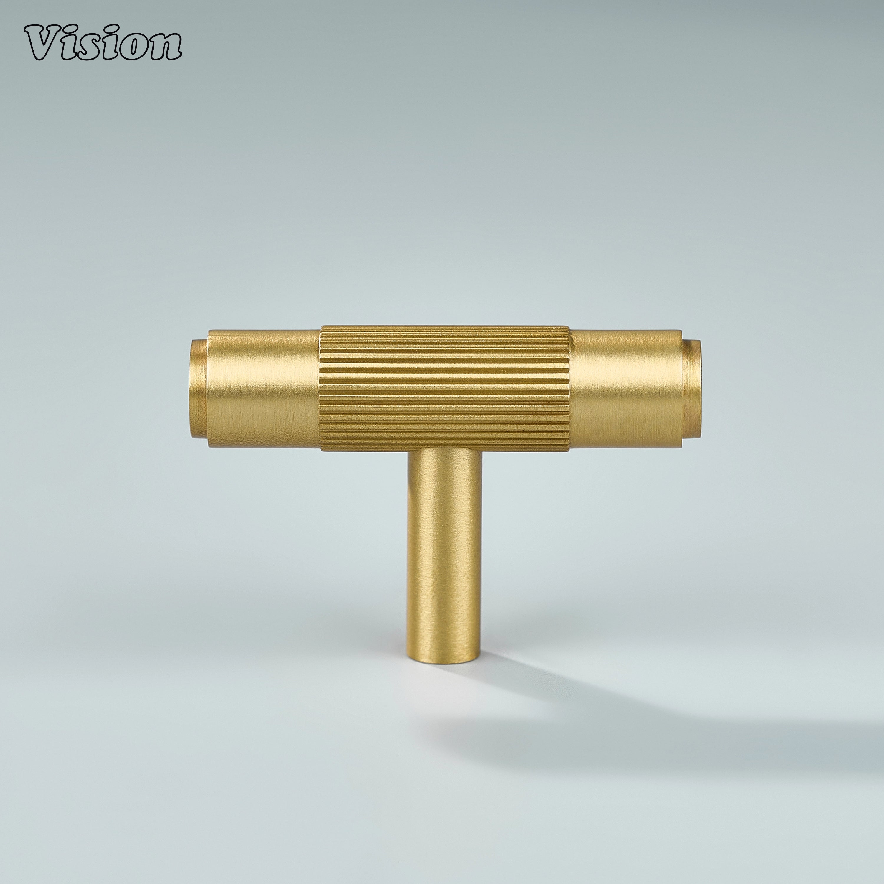 Solid brass gold linear T-knob ideal for cupboards and drawers.