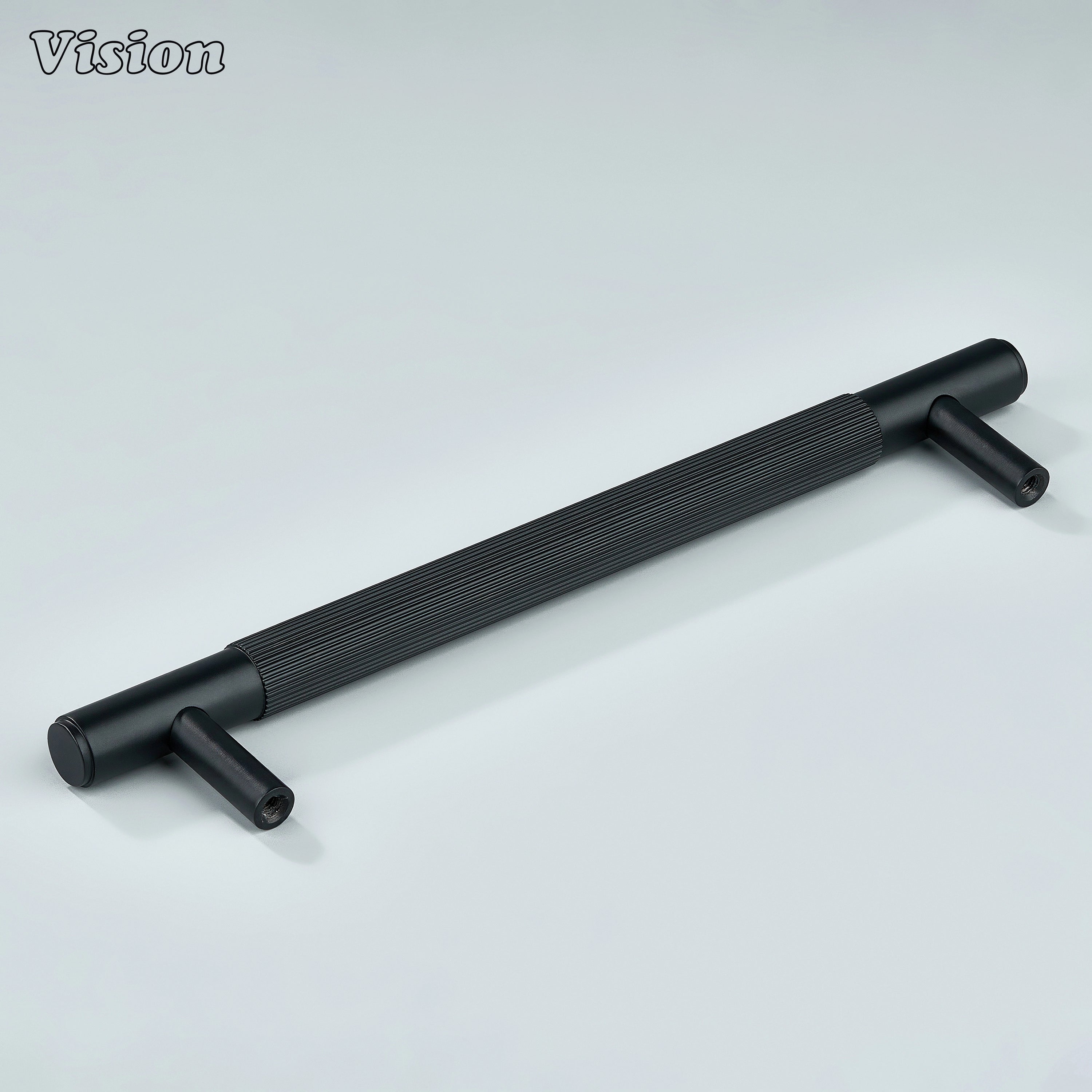 Solid brass linear handle in black for wardrobes and drawers.