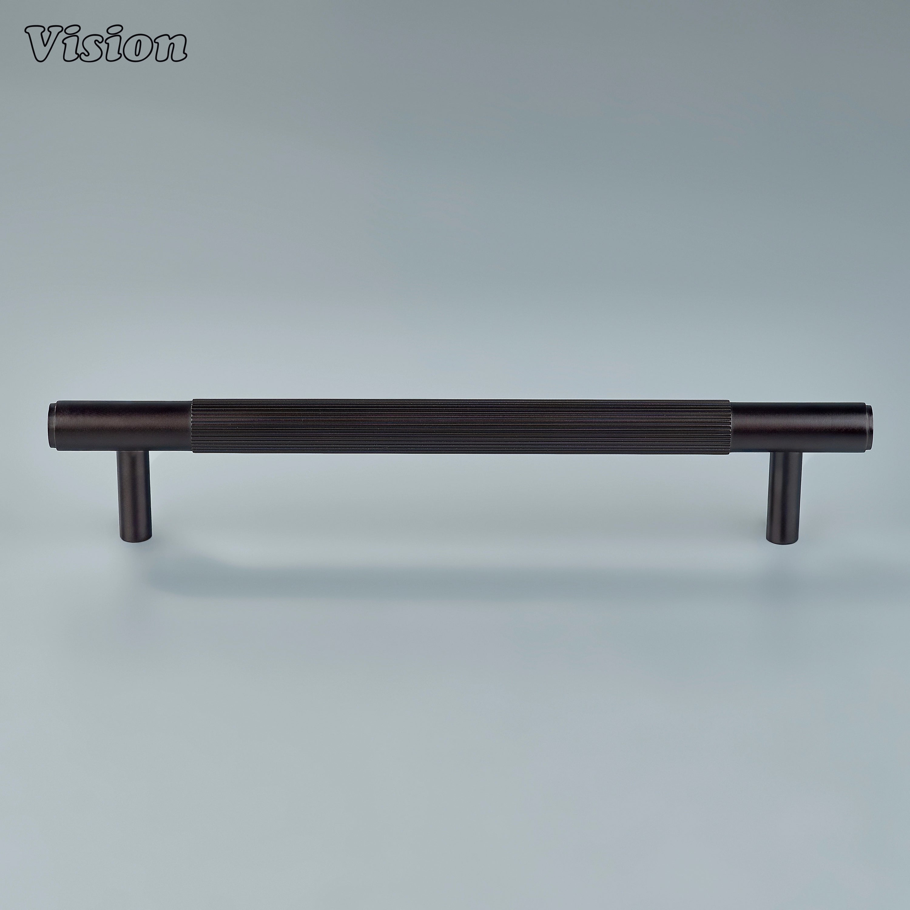 Sleek oil rubbed bronze cabinet handle for furniture hardware.