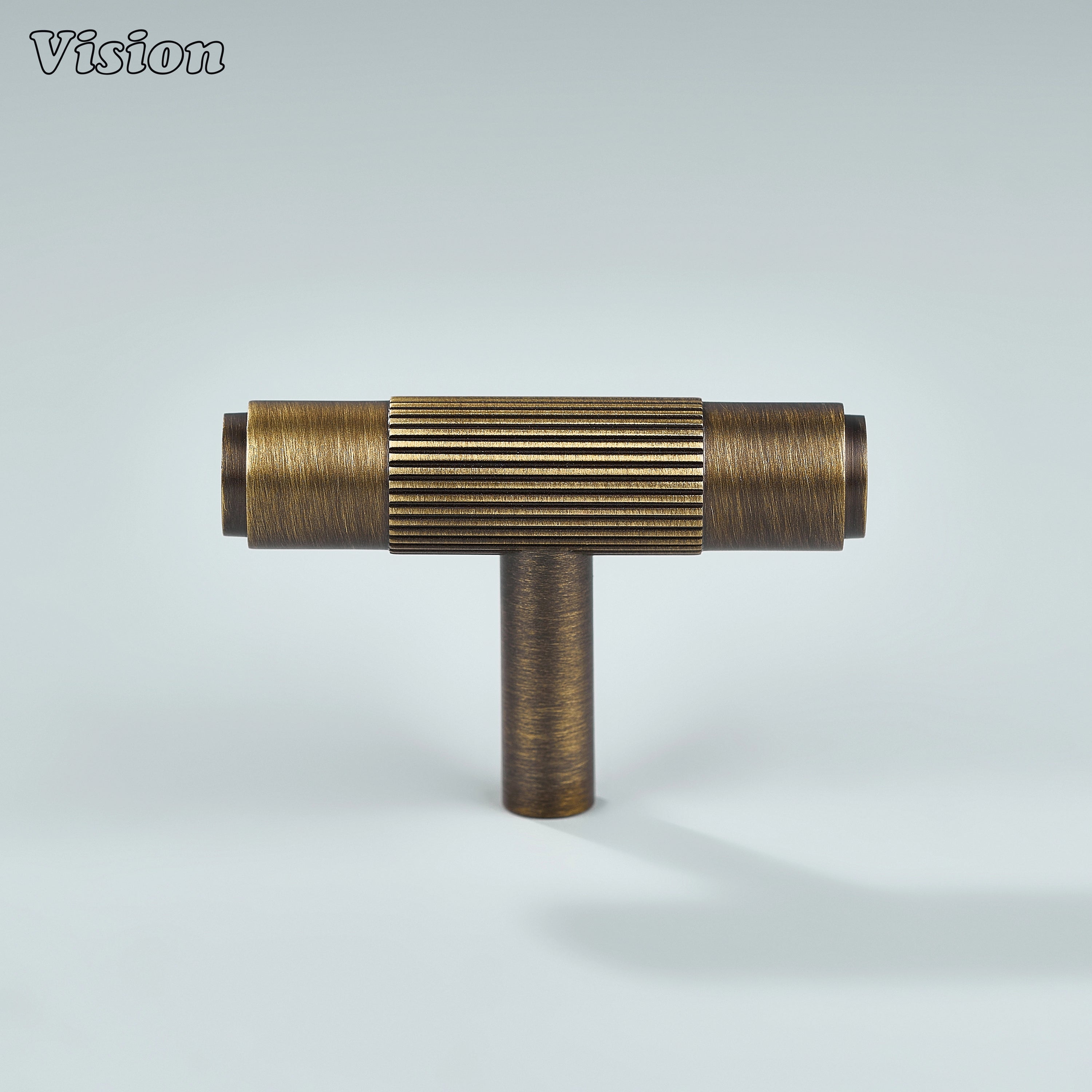 Elegant antique bronze linear T-knob offering strong grip.
