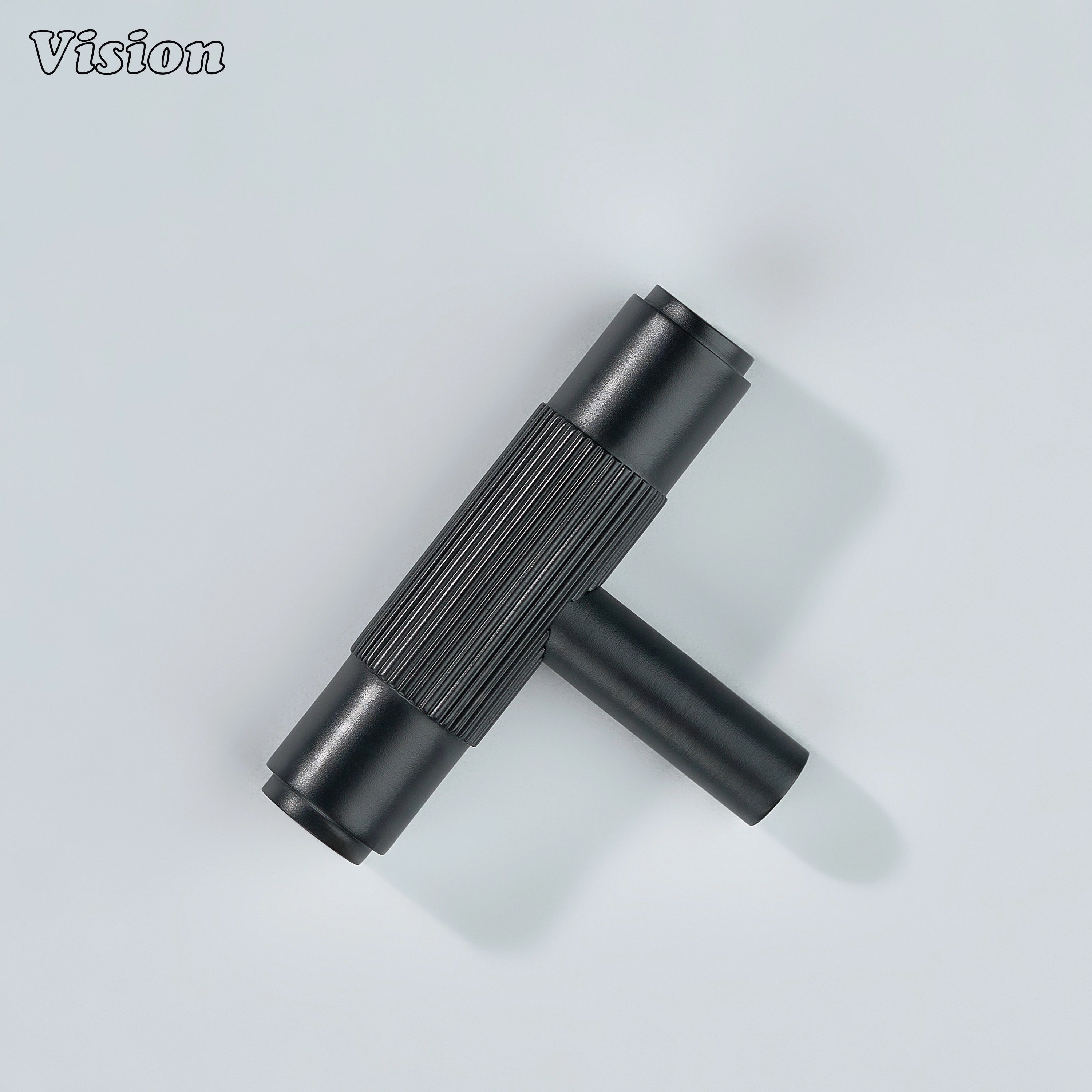 Elegant black brass T-knob for wardrobes and drawers.