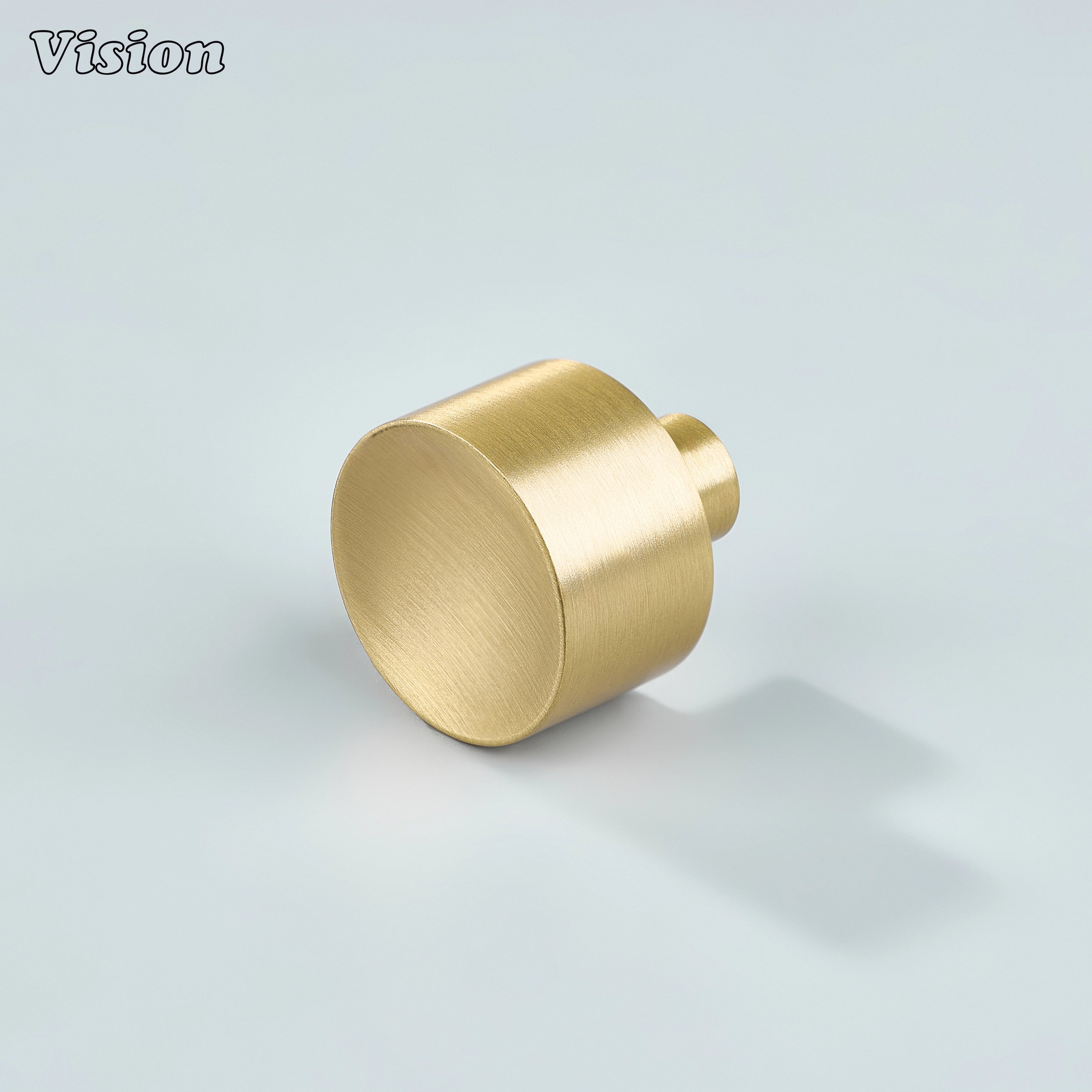 Gold solid brass cabinet knob with plain round profile for modern kitchen cabinets