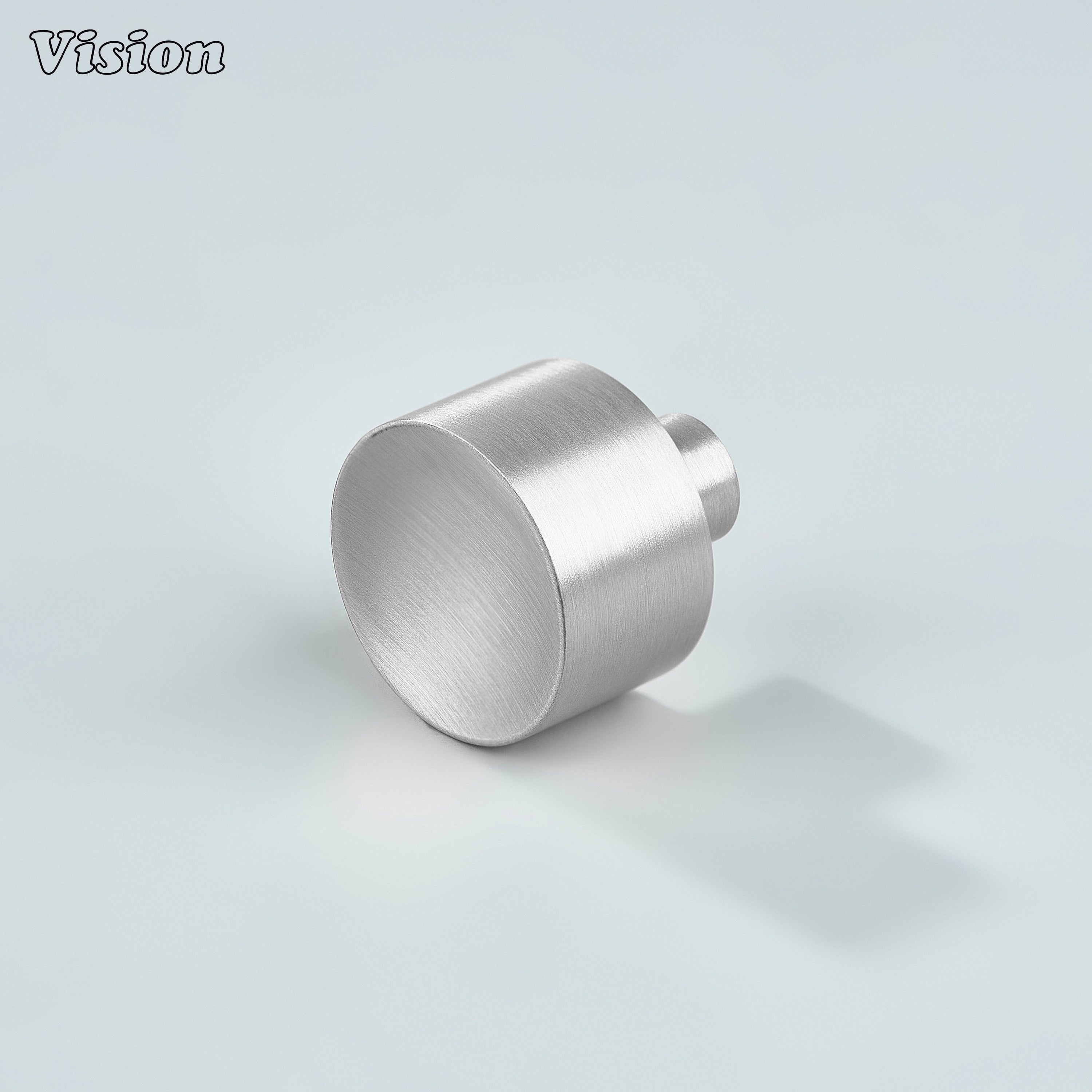 Silver solid brass cabinet knob with plain round profile for kitchen cabinets
