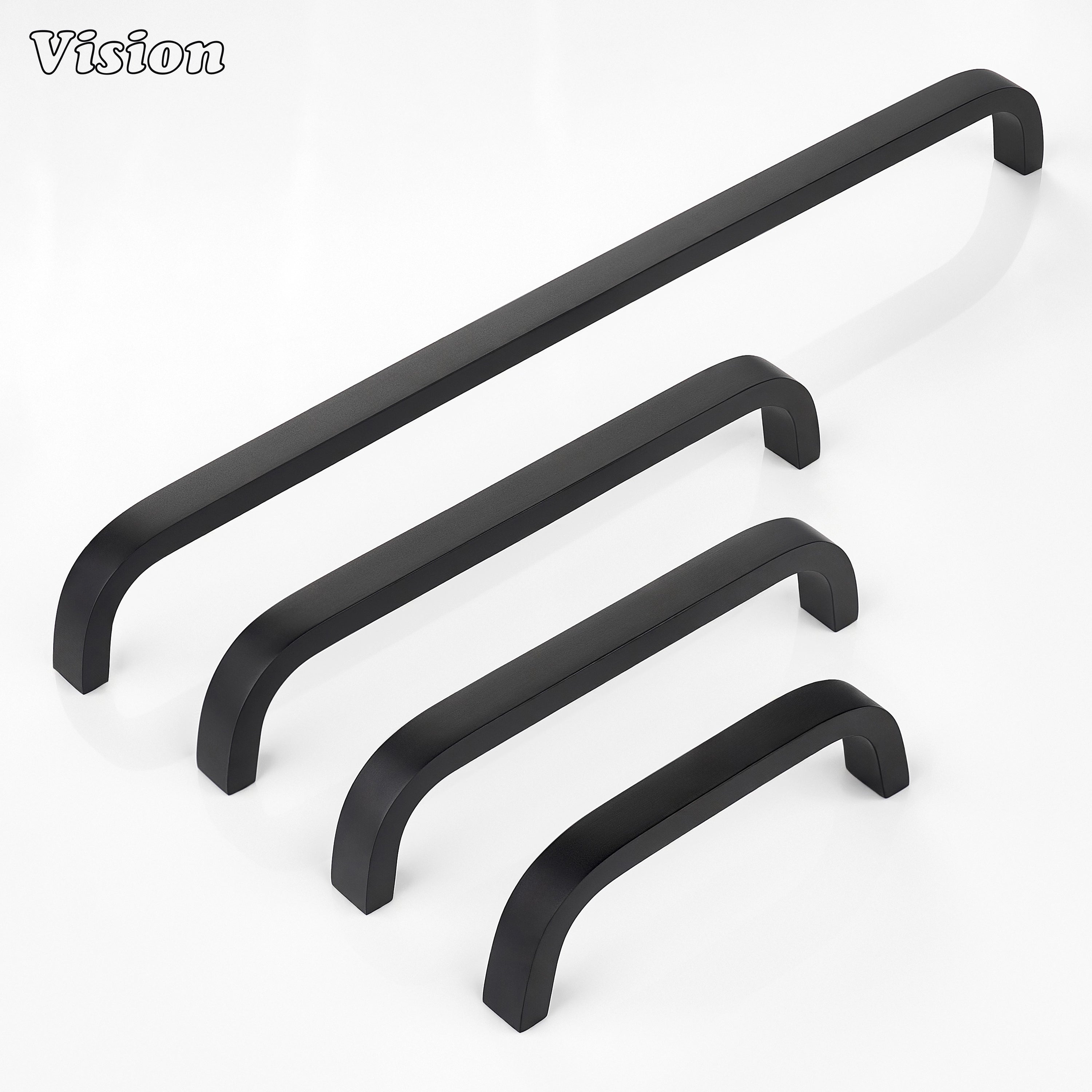 Black cabinet handle smooth arc pull for wardrobes and drawers
