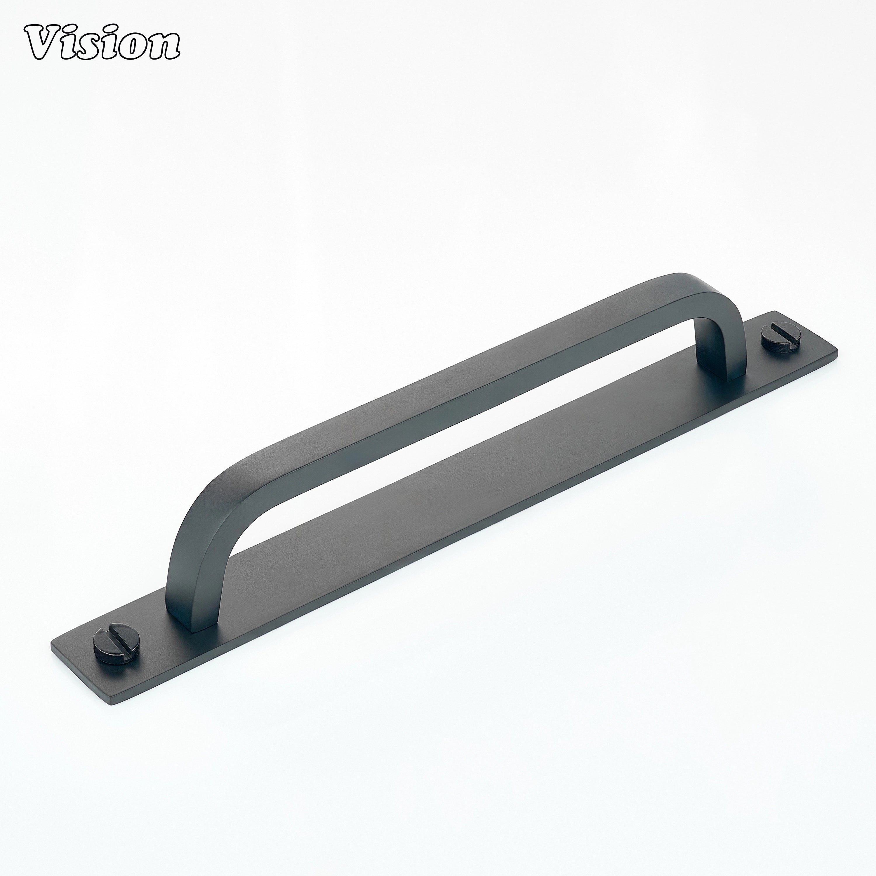 Solid brass Black cabinet handle with backplate for drawer units