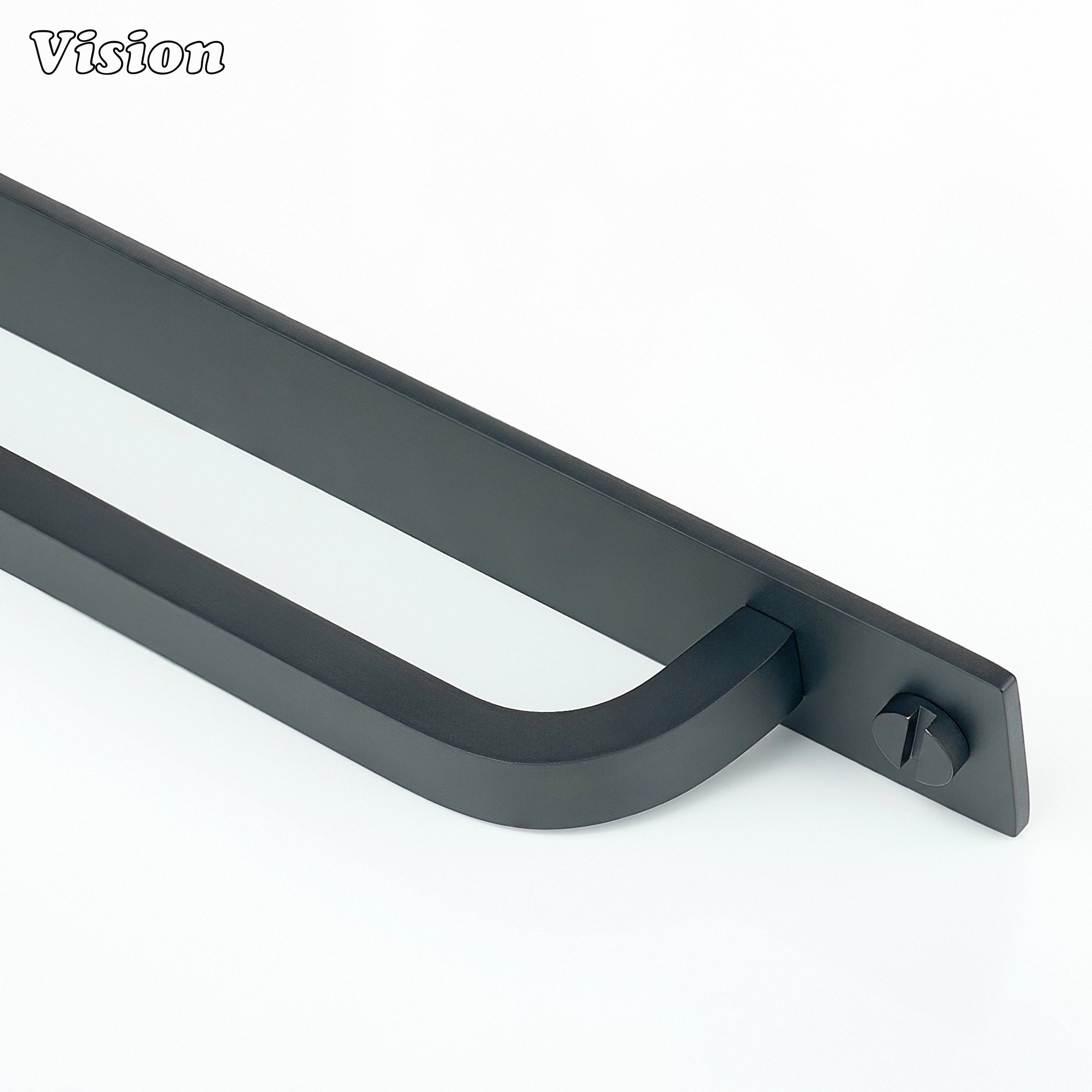 Plain profile Black cabinet handle with backplate for storage furniture